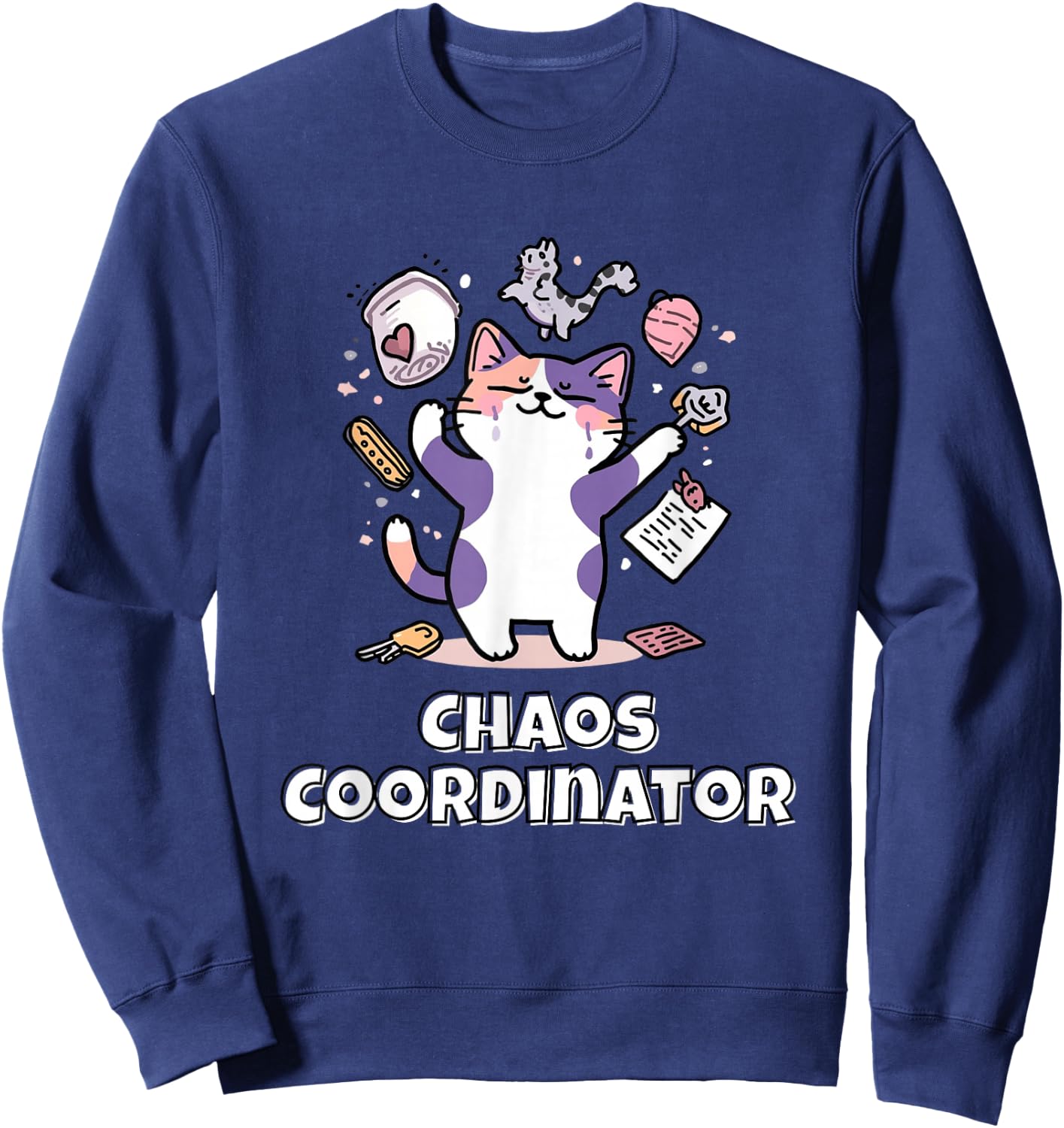 Chaos Coordinator Calico Cat Sweatshirt - Sweatshirt | Navy