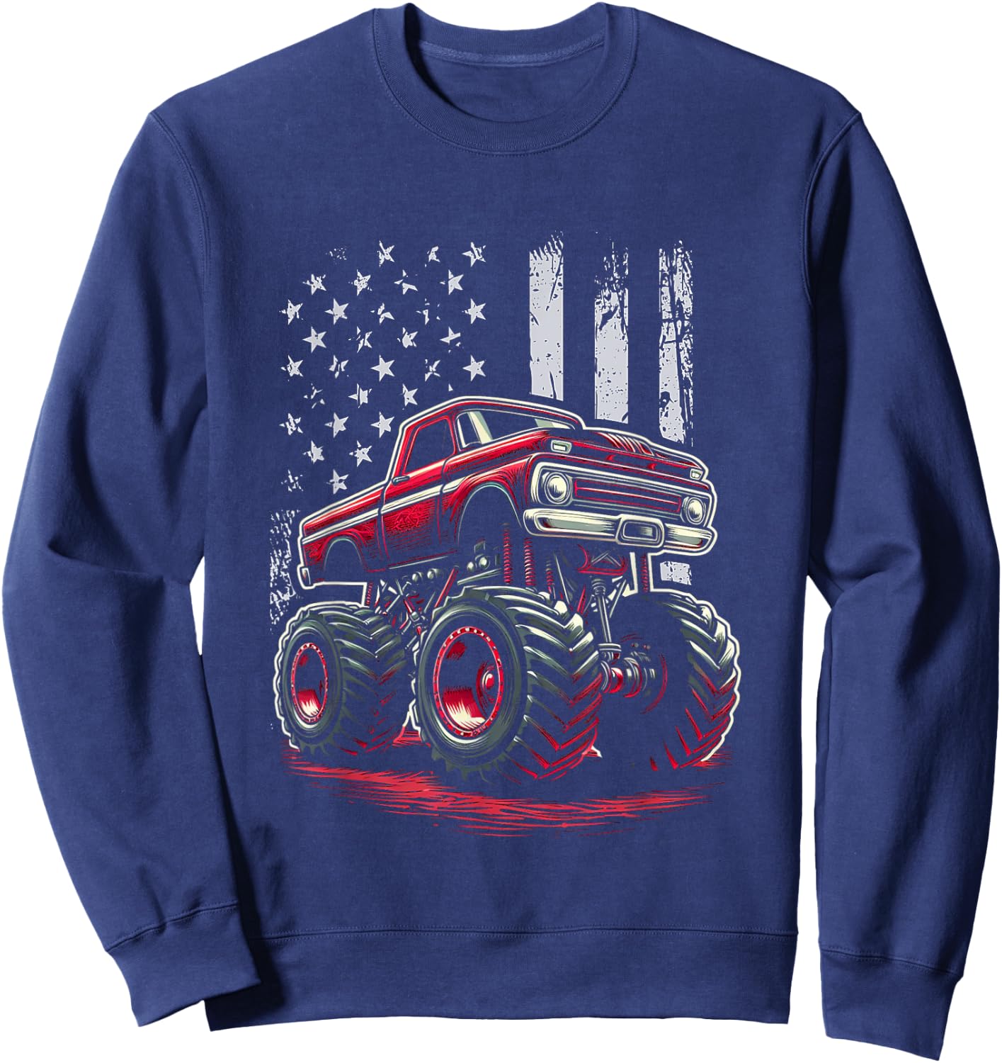 Patriotic USA Monster Truck Adult Sweatshirt - Sweatshirt | Navy