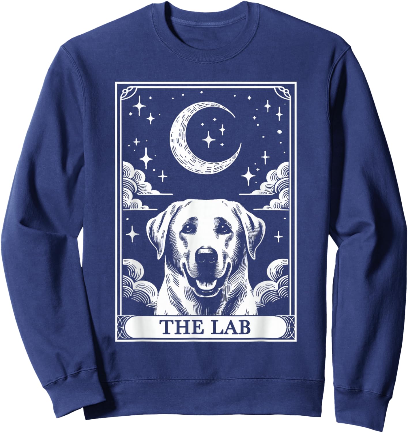 Tarot Card Vintage Crescent Moon Labrador Retriever Dog Mom Sweatshirt - Sweatshirt | Navy