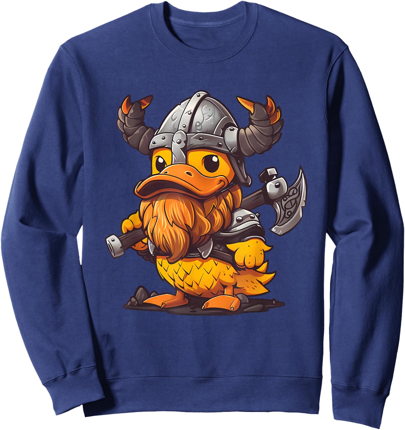 Rubber Duck Viking Duck Rubber Duckling Viking Helmet Sweatshirt - Sweatshirt | Navy