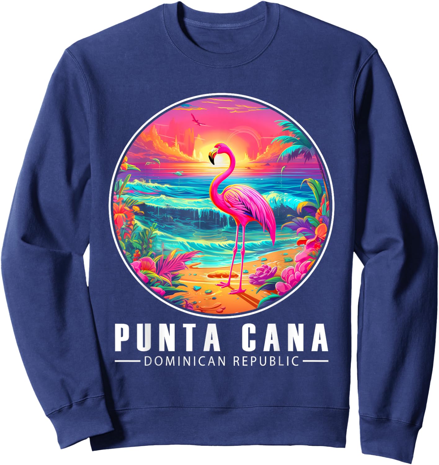 Punta Cana Flamingo Shirt Dominican Republic Beach Sunset Sweatshirt - Sweatshirt | Navy