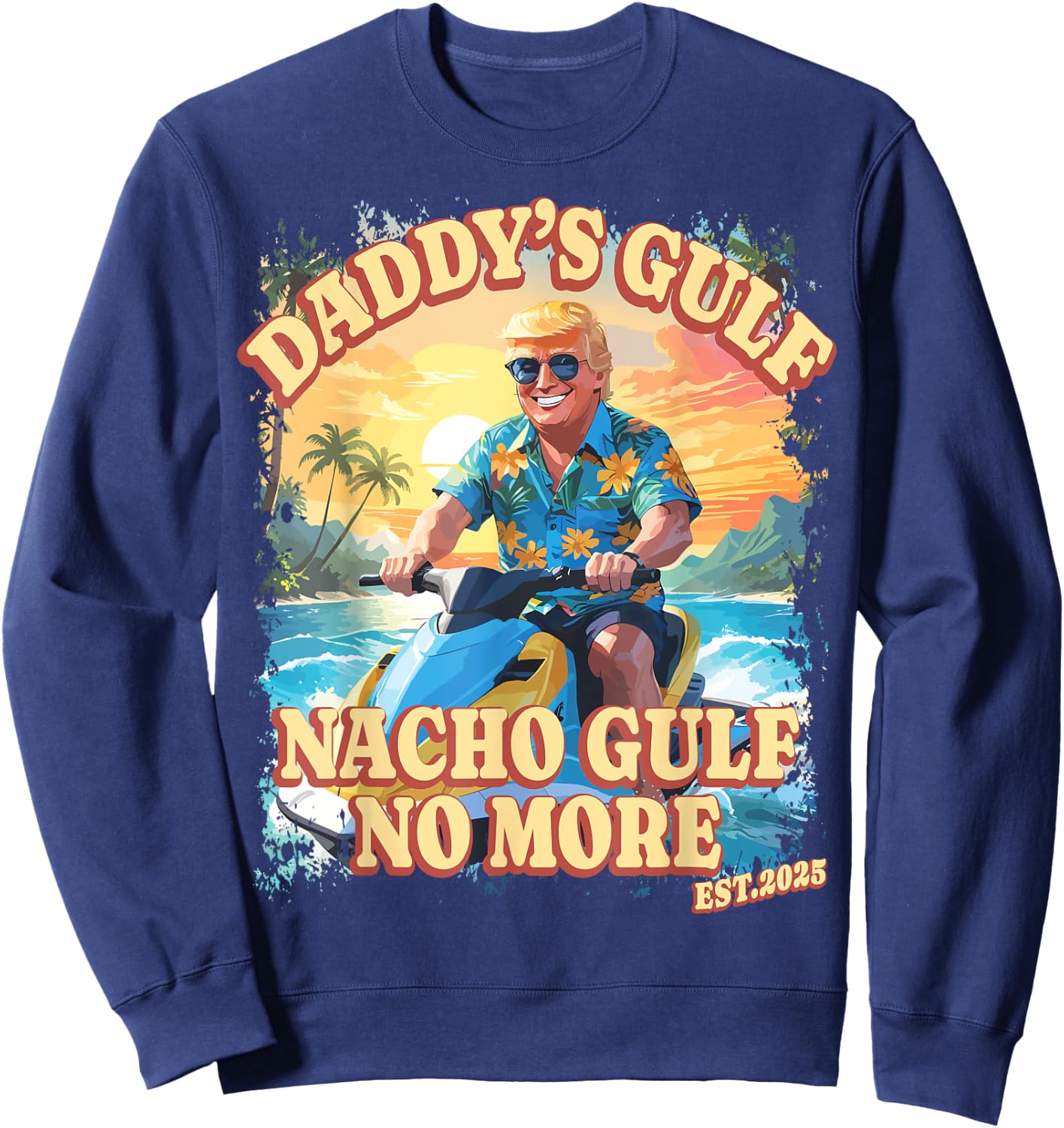 Nacho Gulf No More Funny Gulf 2025 Retro USA America Mexico Sweatshirt - Sweatshirt | Navy