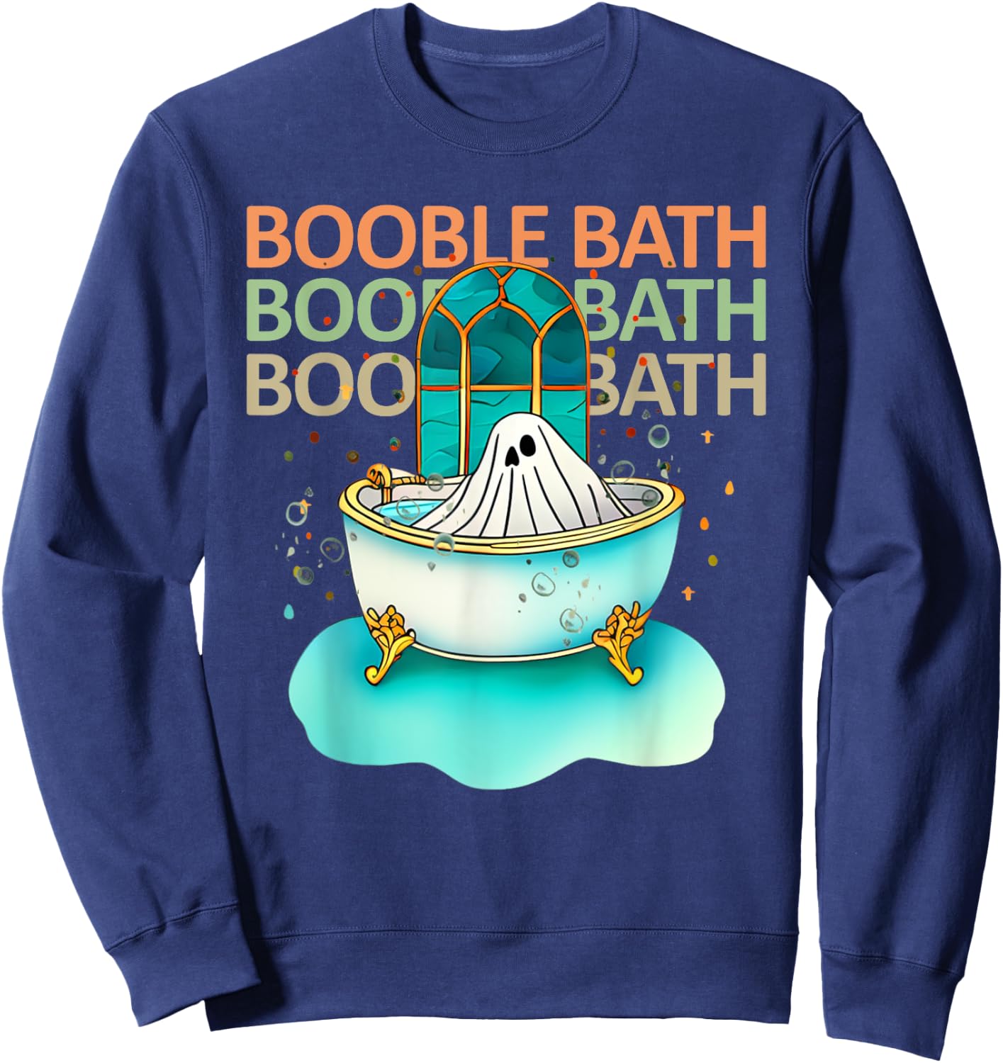 Ghost Bathtub Simple Halloween Costumes Cute Booble Bath Pun Sweatshirt - Sweatshirt | Navy
