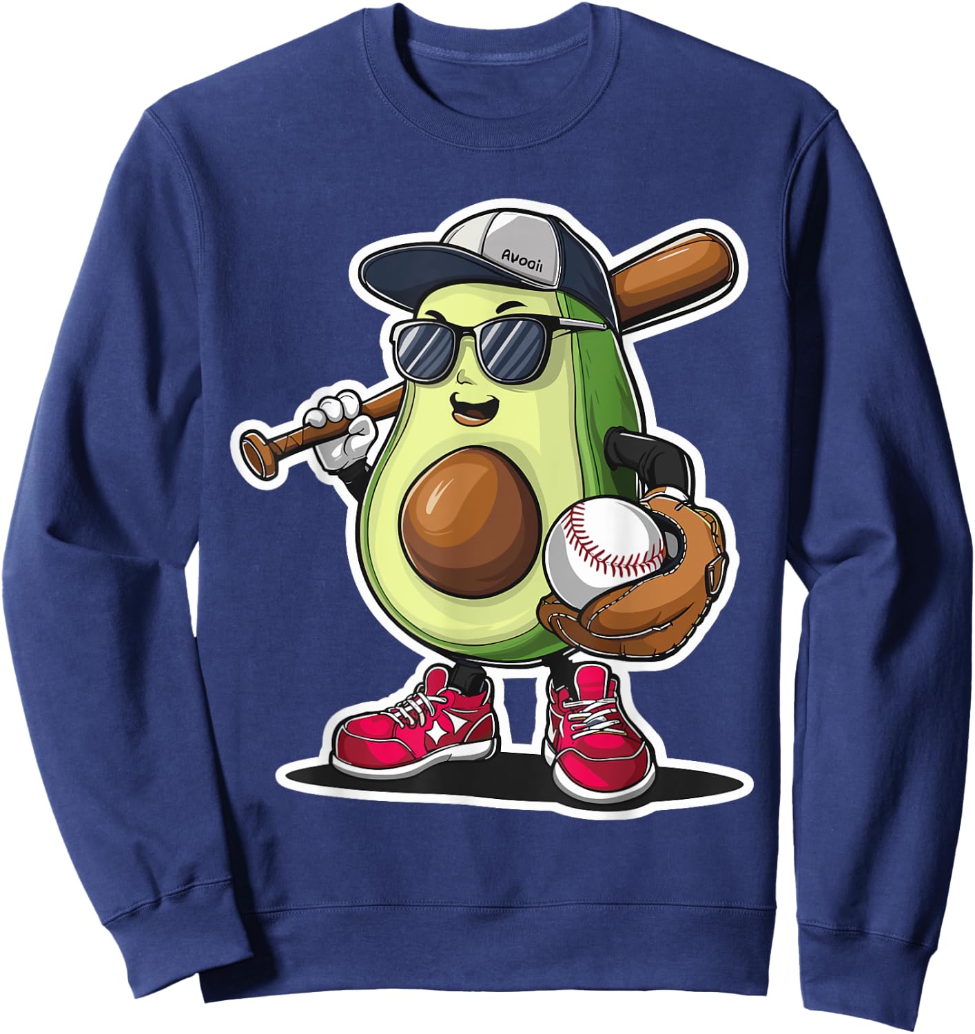 Sport Fruit Avocado Softball Cute Avocado Baseball Player Sweatshirt - Sweatshirt | Navy