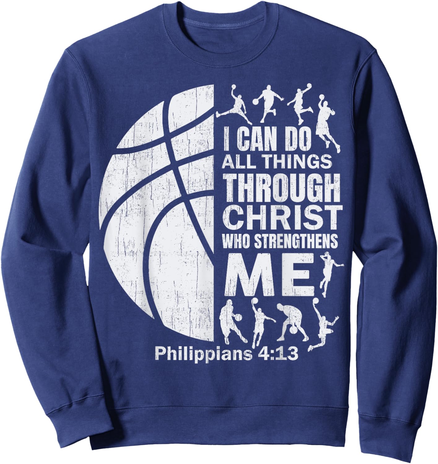 Christian Basketball T Shirt Christ Bible Verse Boys Teen Sweatshirt - Sweatshirt | Navy