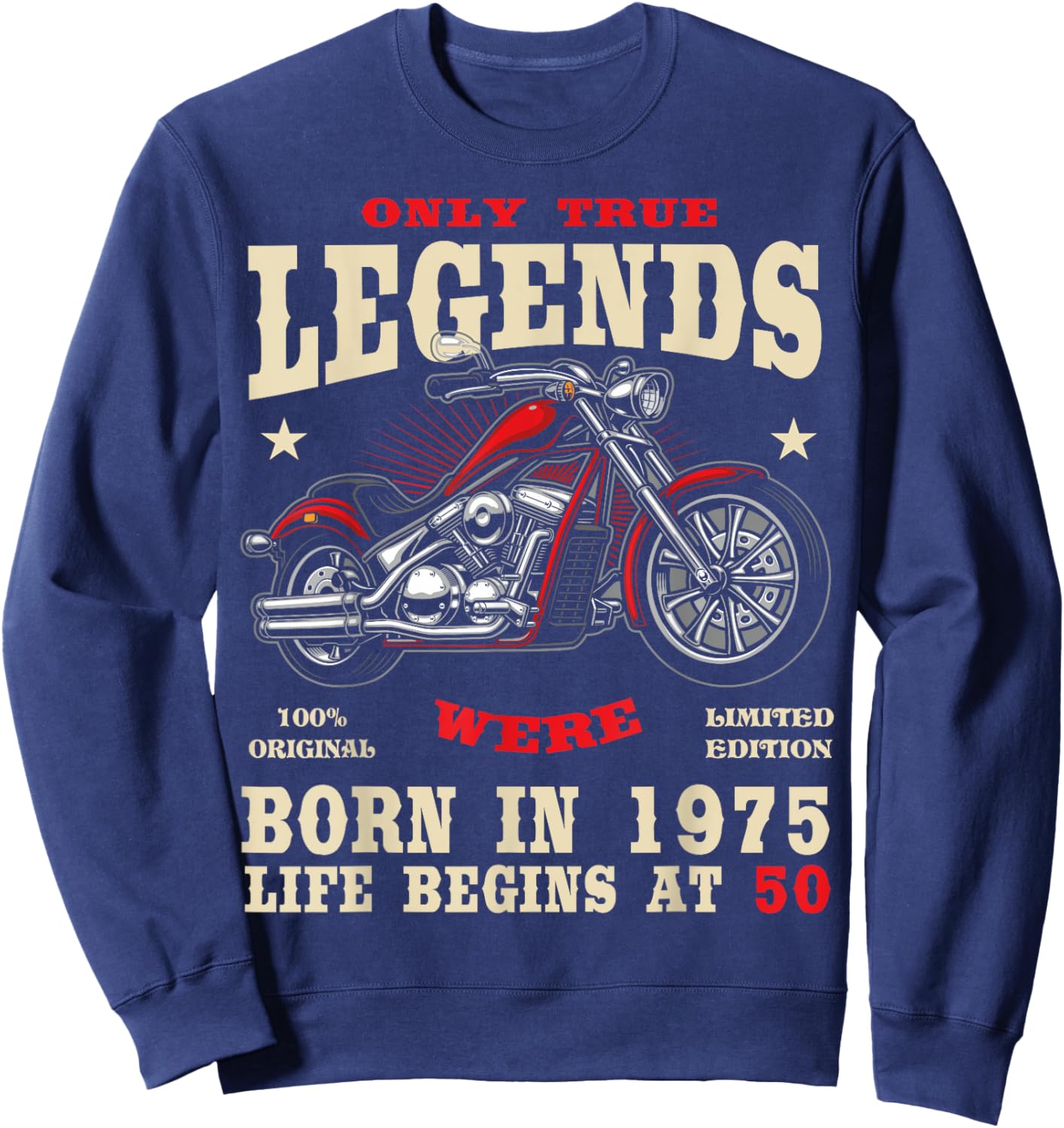 2025 | 50th Birthday Man Biker Gift Motorcycle Chopper 1975 Sweatshirt - Sweatshirt | Navy