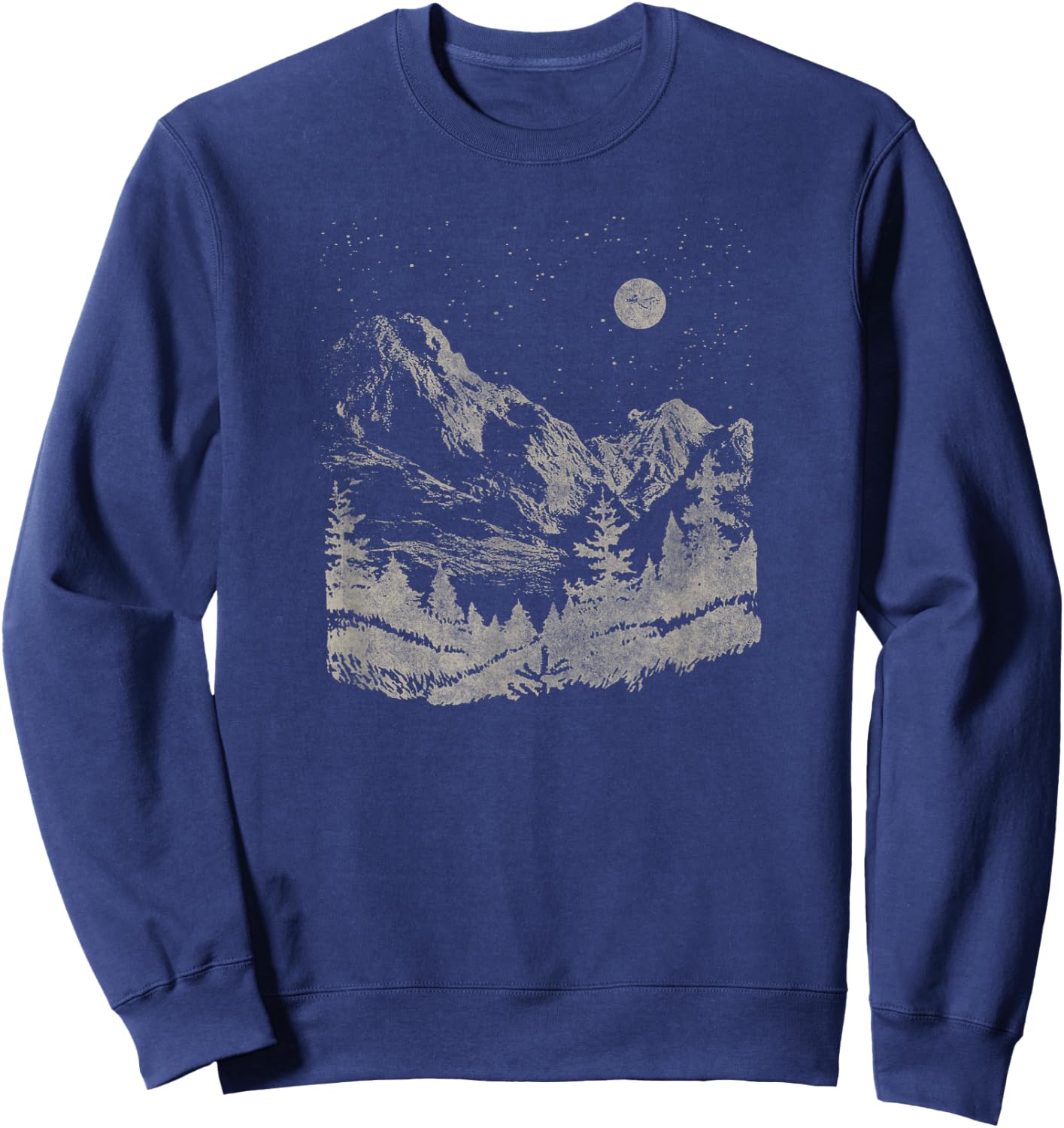 Trendy Nighttime Mountain Forest Scene Sweatshirt - Sweatshirt | Navy