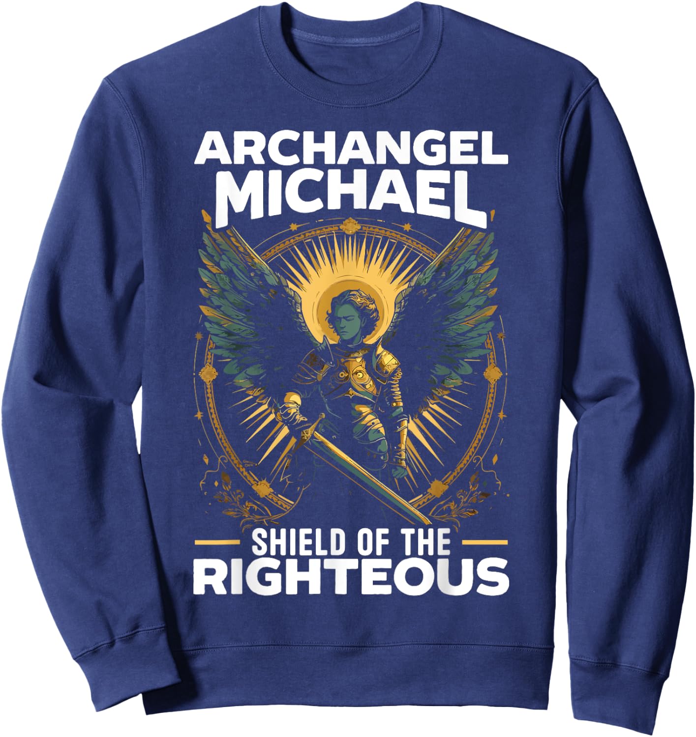 Archangel Michael Catholic Christianity Guardian Angel Sweatshirt - Sweatshirt | Navy