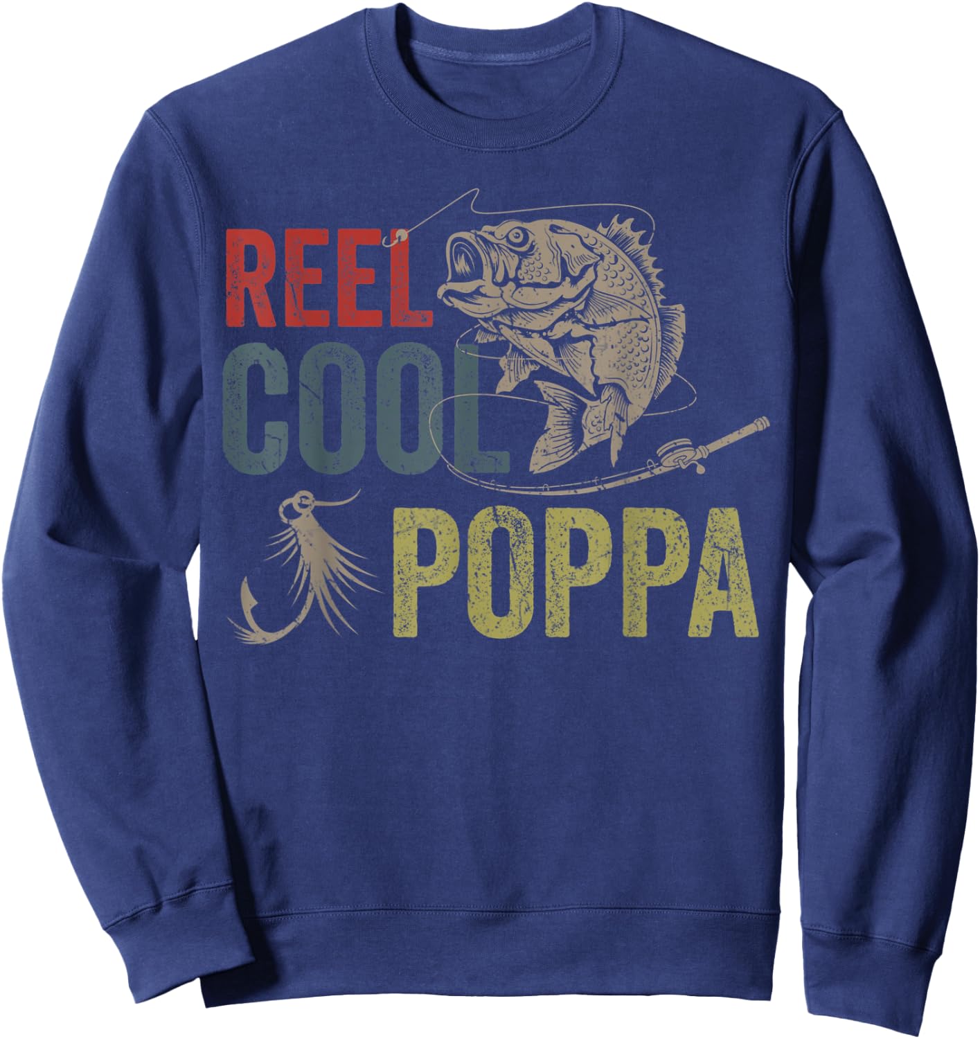 Reel Cool Poppa Fishing Father's Day Gift Sweatshirt - Sweatshirt | Navy
