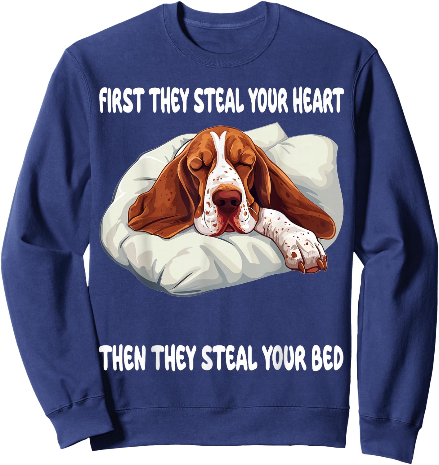 Basset Hound Sleeping Pajamas Nightgown Sweatshirt - Sweatshirt | Navy