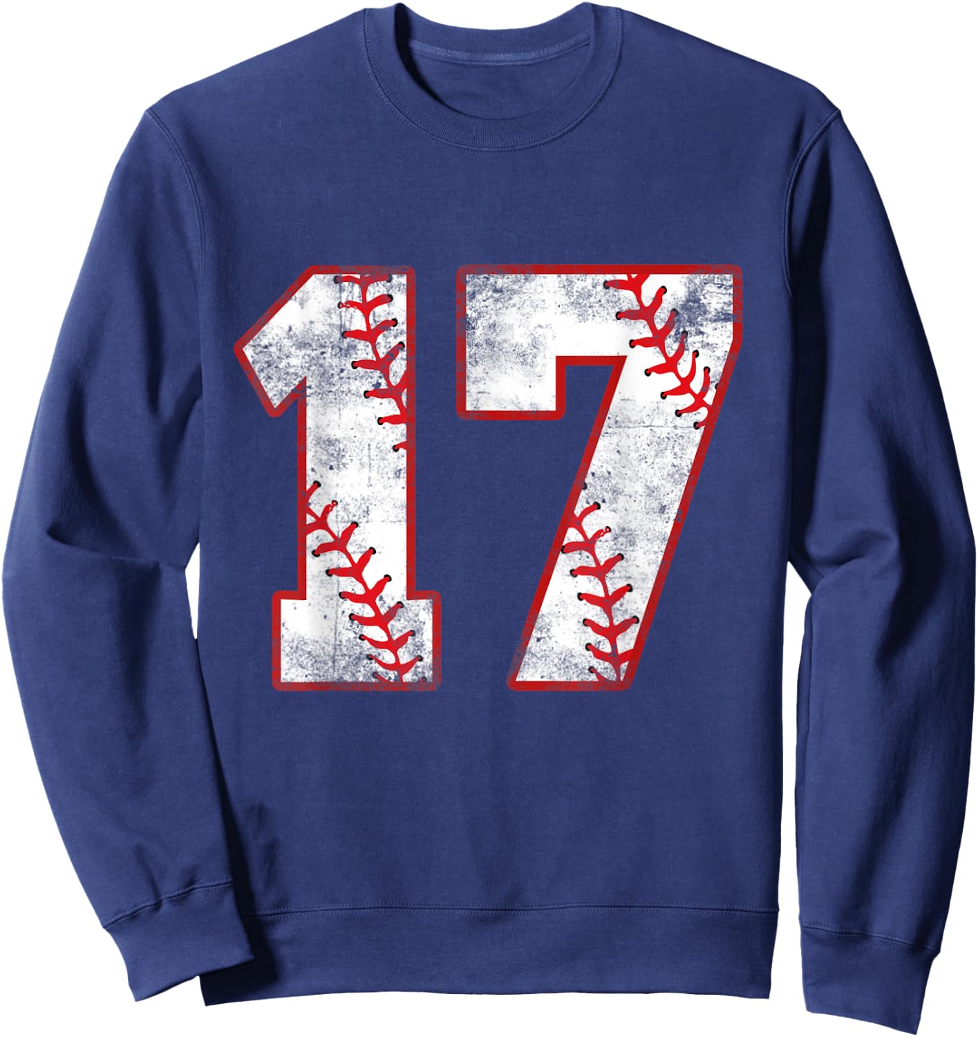 17 Year Old Baseball Player Sports 17 Jersey 17th Birthday Sweatshirt - Sweatshirt | Navy