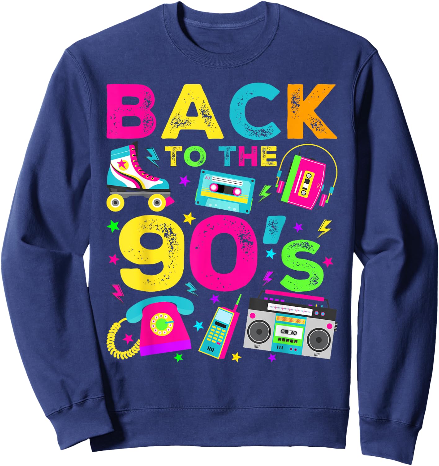 Back To 90's 1990s Vintage Style Nineties Retro Party Sweatshirt - Sweatshirt | Navy