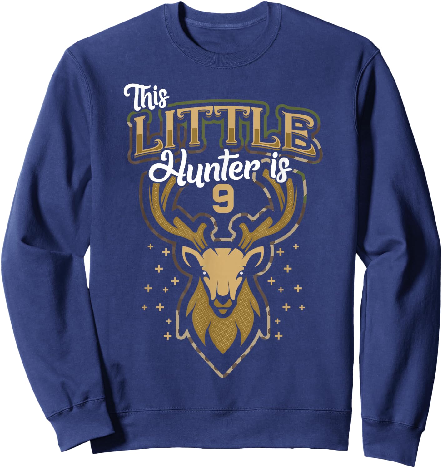 9th Birthday Shirt Hunting Boy Deer Hunter Gift 9 Years Old Sweatshirt - Sweatshirt | Navy