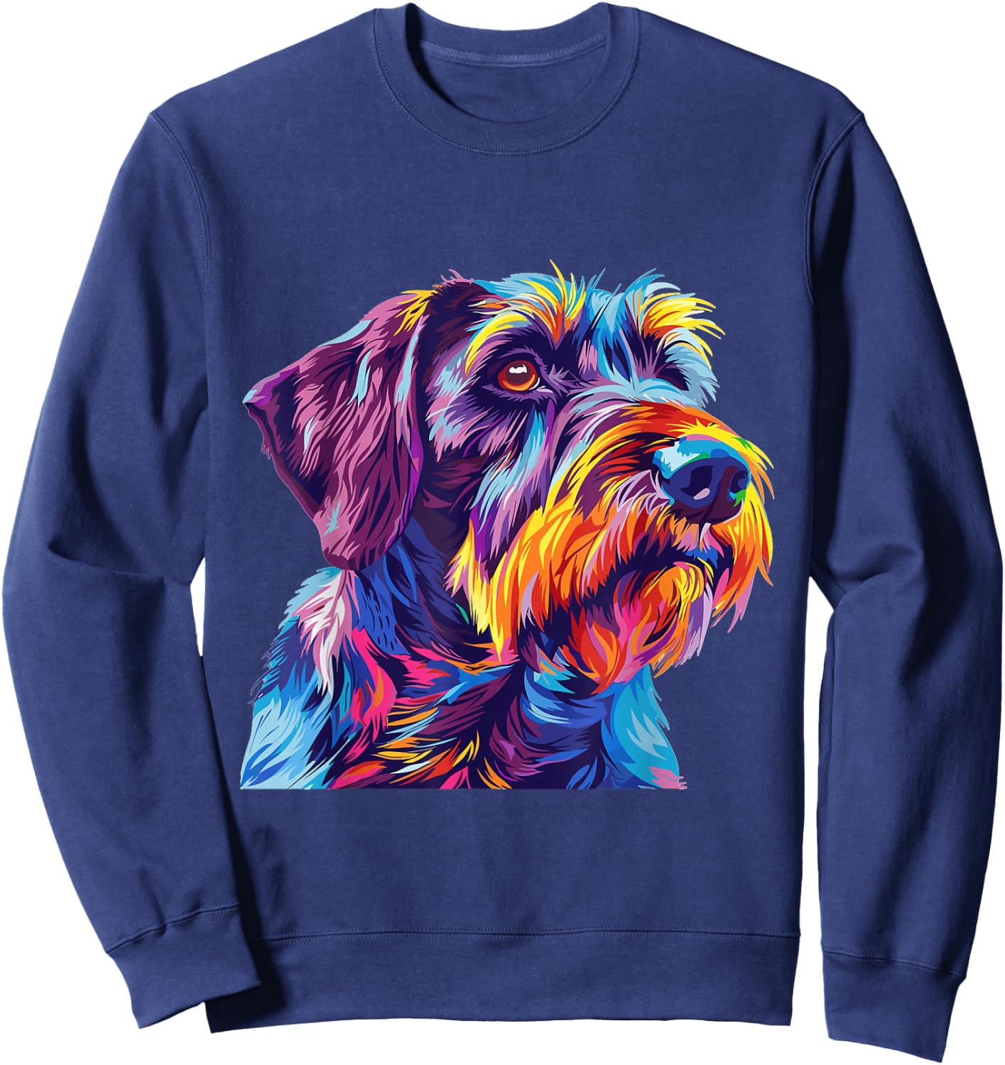 German Wirehaired Pointer Pop Art Dog Breed Graphic Sweatshirt - Sweatshirt | Navy