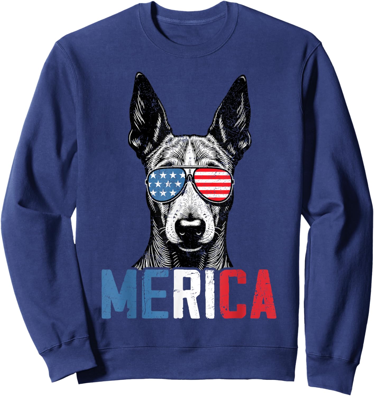 Patriotic American Hairless Terrier Dog Merica 4th Of July Women Kids Sweatshirt - Sweatshirt | Navy