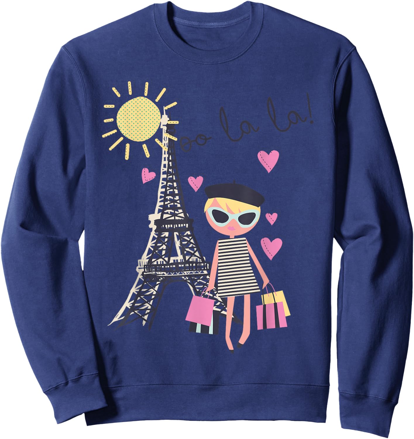 Paris France Eiffel Tower Retro Souvenir Gift Girl Women Men Sweatshirt - Sweatshirt | Navy