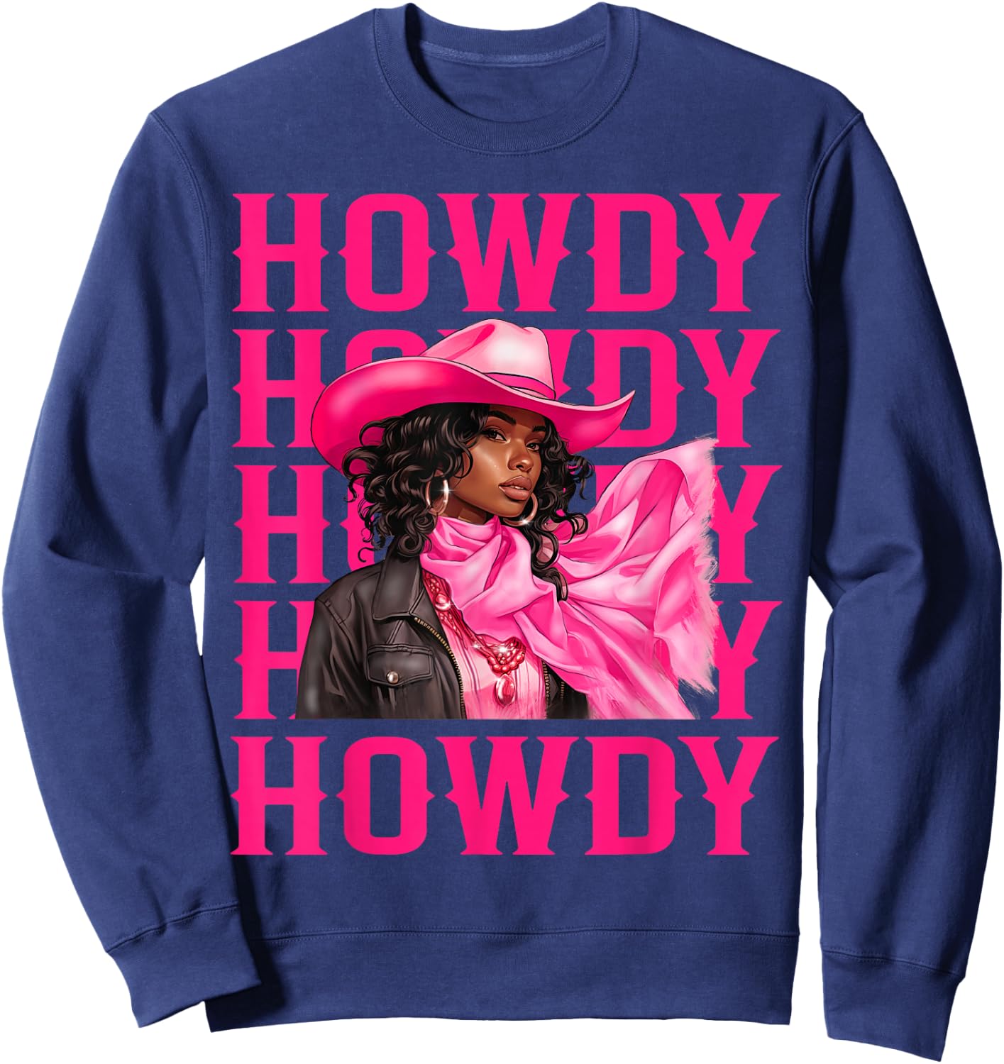 Howdy Western Cowgirl African American Black Women Girls Sweatshirt - Sweatshirt | Navy