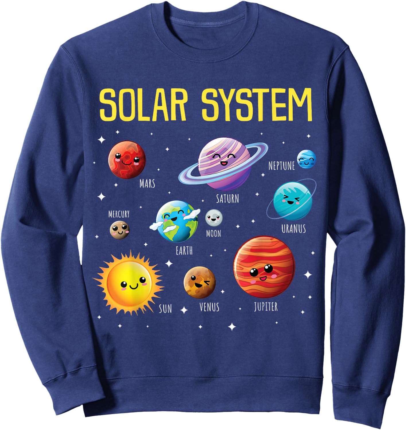 Solar System Shirt Colorful Space Planets Educational Kids Sweatshirt - Sweatshirt | Navy