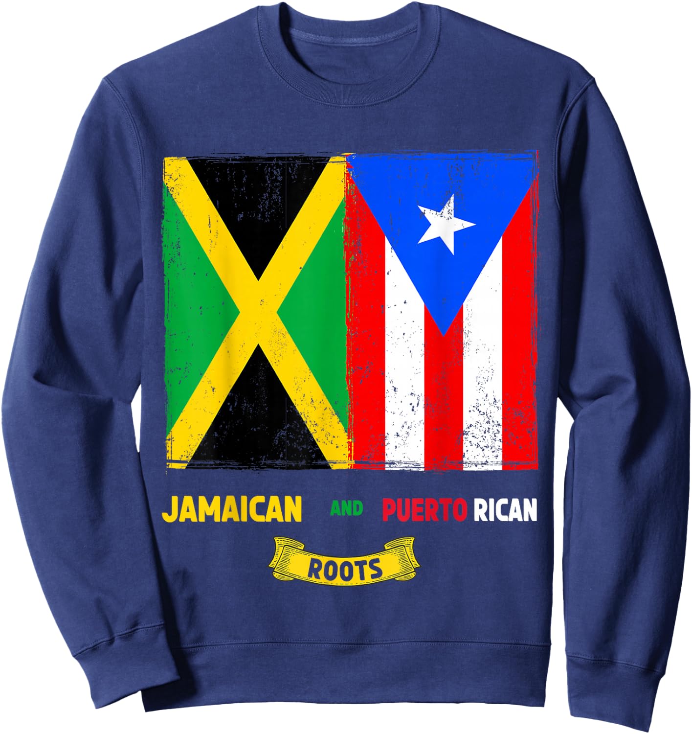 Puerto Rican & Jamaica Flag Outfit Idea For Kids & Boricua Sweatshirt - Sweatshirt | Navy