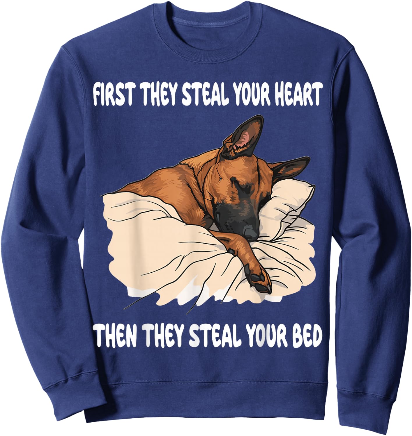 Belgian Malinois Sleeping Pajamas Nightgown Sweatshirt - Sweatshirt | Navy