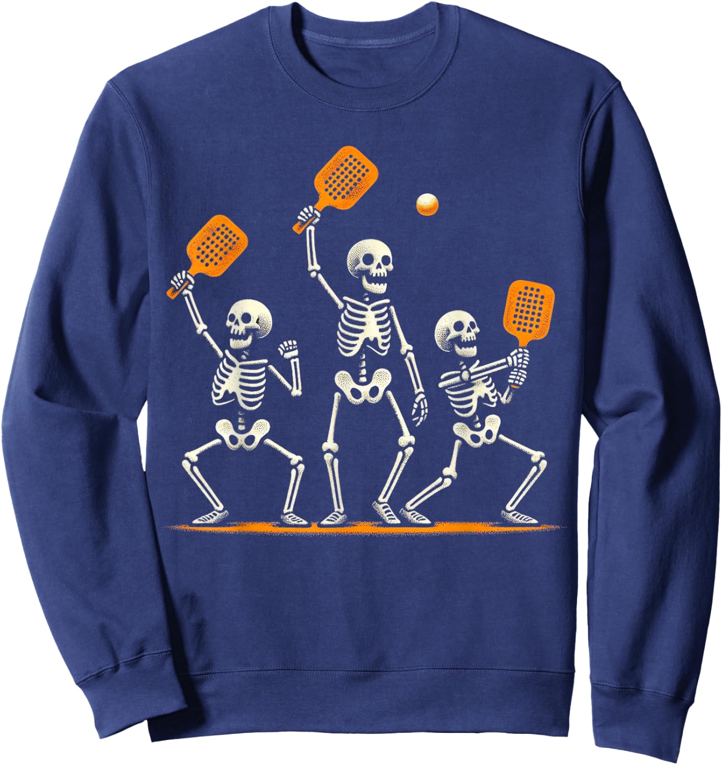 Funny Skeleton Playing Pickleball Halloween Costume Men Sweatshirt - Sweatshirt | Navy
