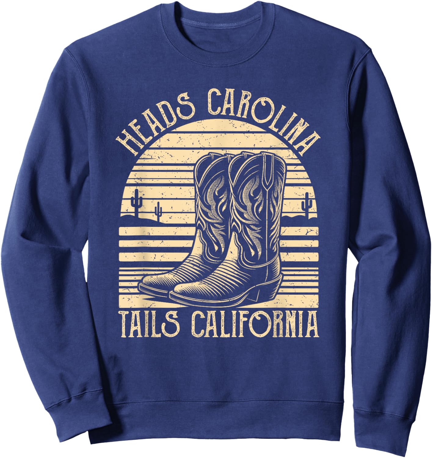 Heads Carolina Tail California Retro Vintage Country Sweatshirt - Sweatshirt | Navy