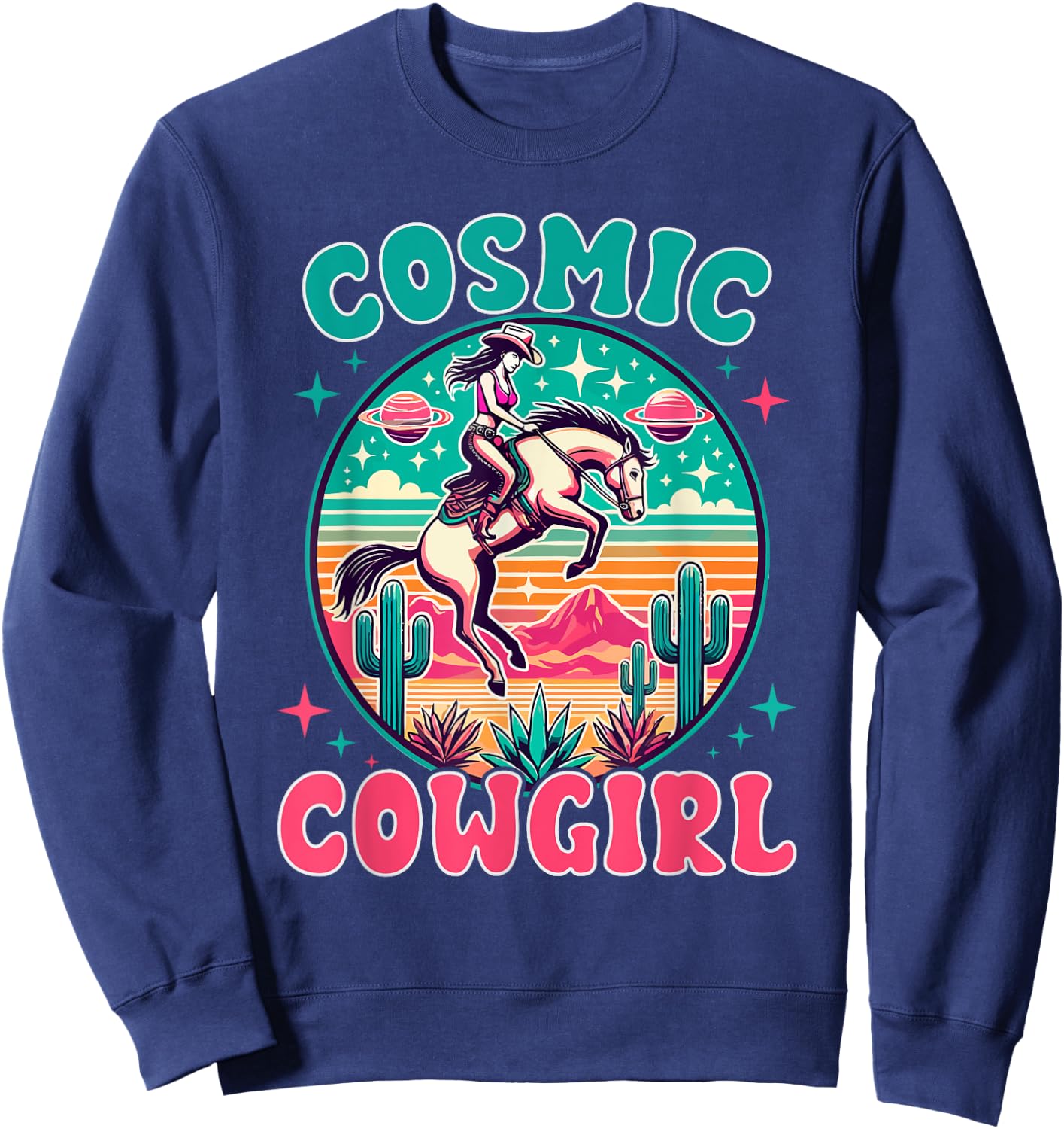 Cosmic Cowgirl Outfit Space Costume Galactic Western Riding Sweatshirt - Sweatshirt | Navy