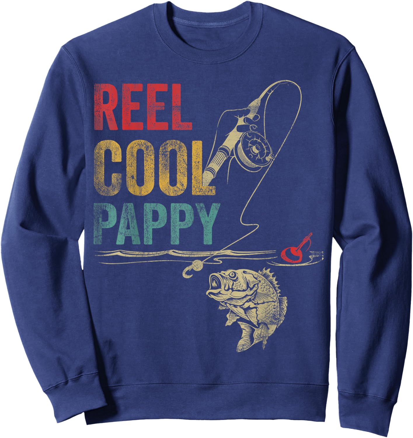 Reel Cool Pappy Fish Fishing Shirt Father's Day Sweatshirt - Sweatshirt | Navy