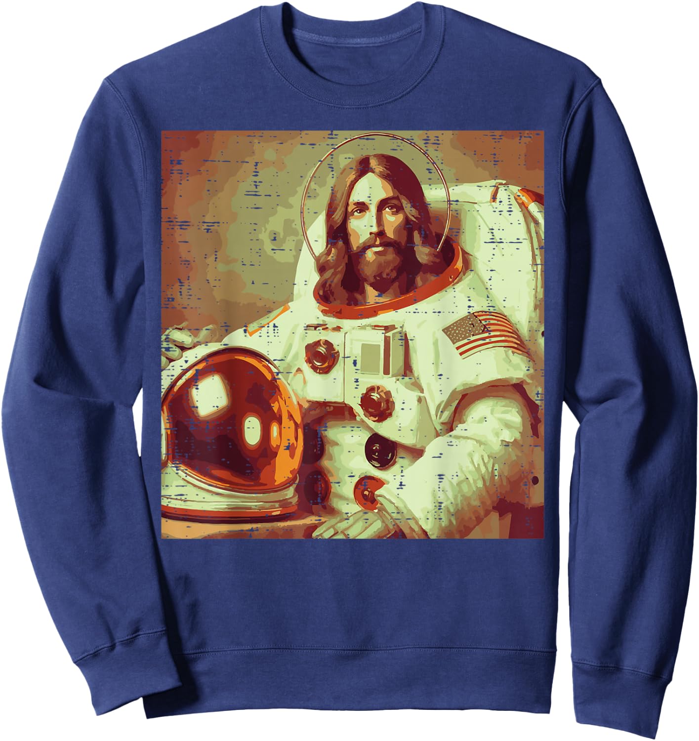 Astronaut Jesus God Space Religious Christian Men Women Kids Sweatshirt - Sweatshirt | Navy
