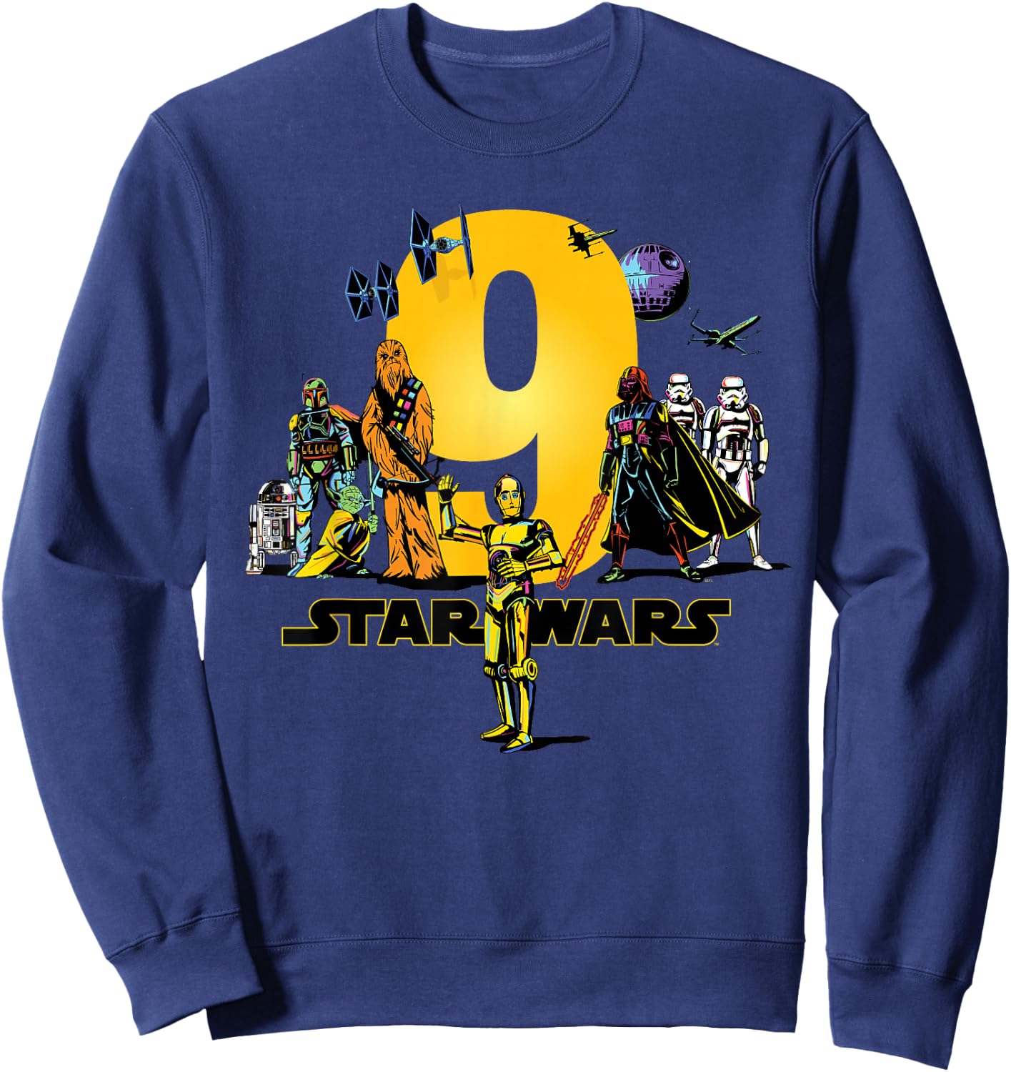 Star Wars Classic Characters Ninth Birthday 9 Years Old Sweatshirt - Sweatshirt | Navy