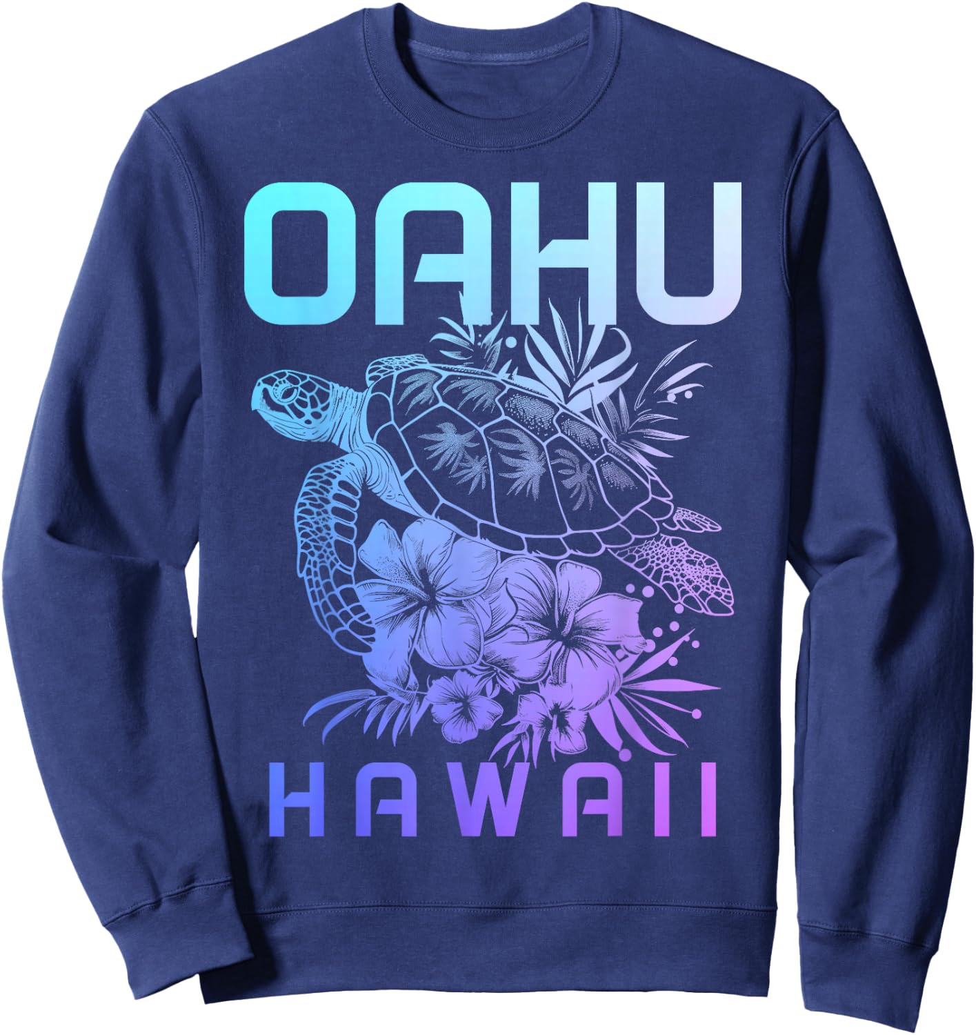 Oahu Hawaii Sea Turtle Hawaiian Surfer Souvenir Sweatshirt - Sweatshirt | Navy