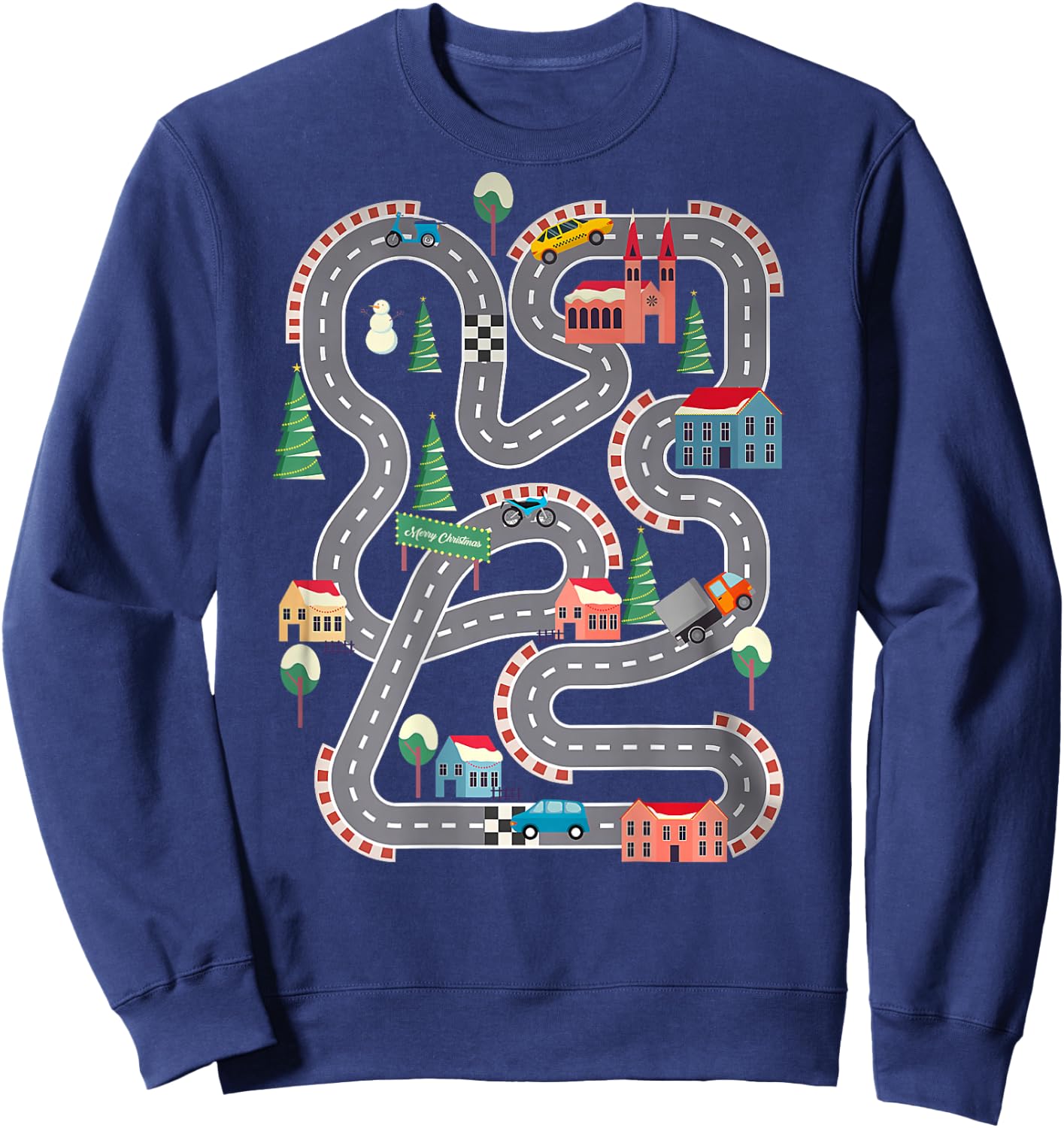 Kid Play Cars On Dad Back Race Track Mat Father's Day Sweatshirt - Sweatshirt | Navy