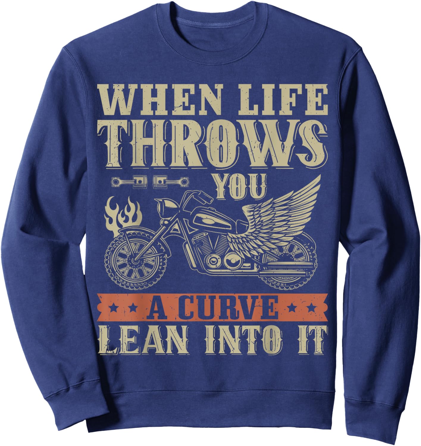 Funny Biker Art Women Motorcycle Motorbike Rider Sweatshirt - Sweatshirt | Navy