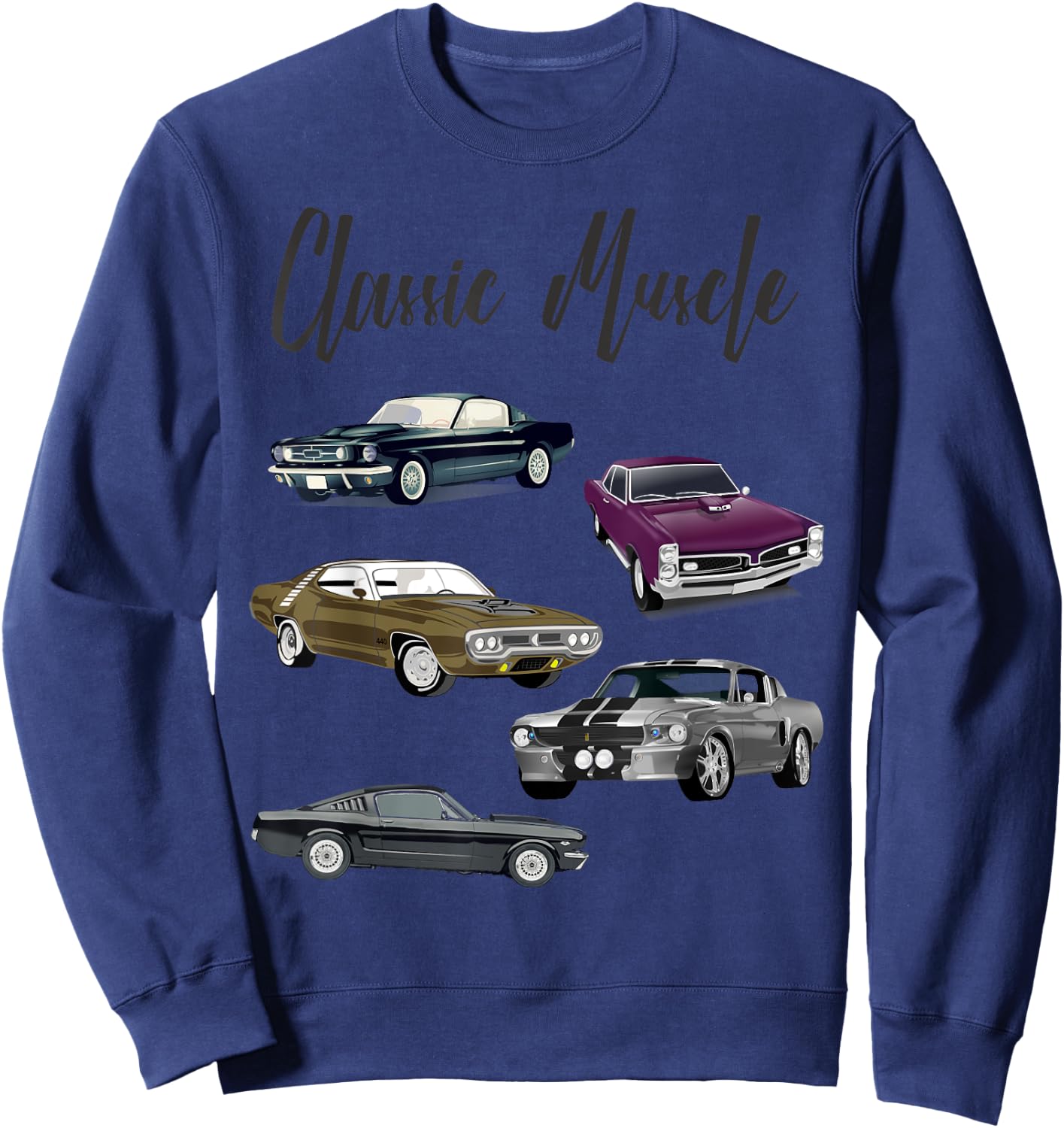 Classic Muscle Maximum Horsepower Car Logo Sweatshirt - Sweatshirt | Navy