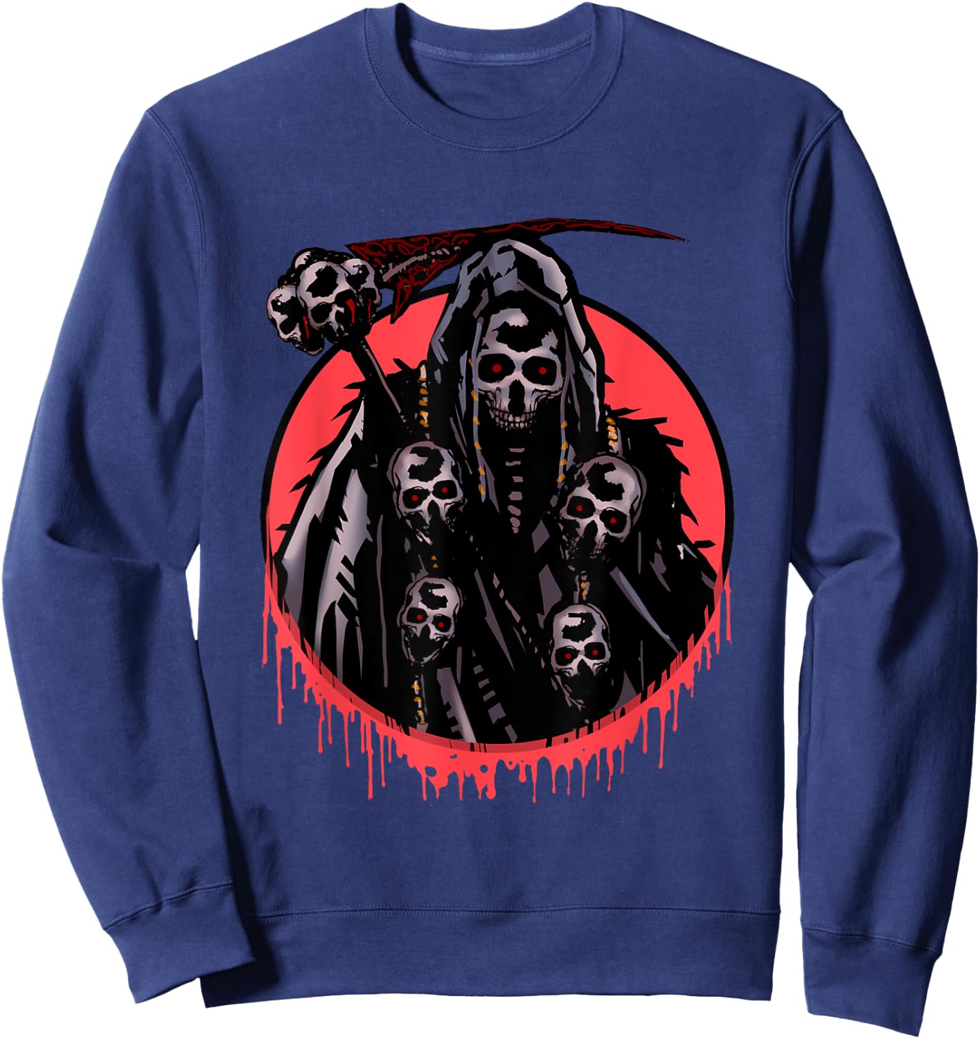 The Death Grim Reaper Skeleton Skull Death Head Halloween Sweatshirt - Sweatshirt | Navy