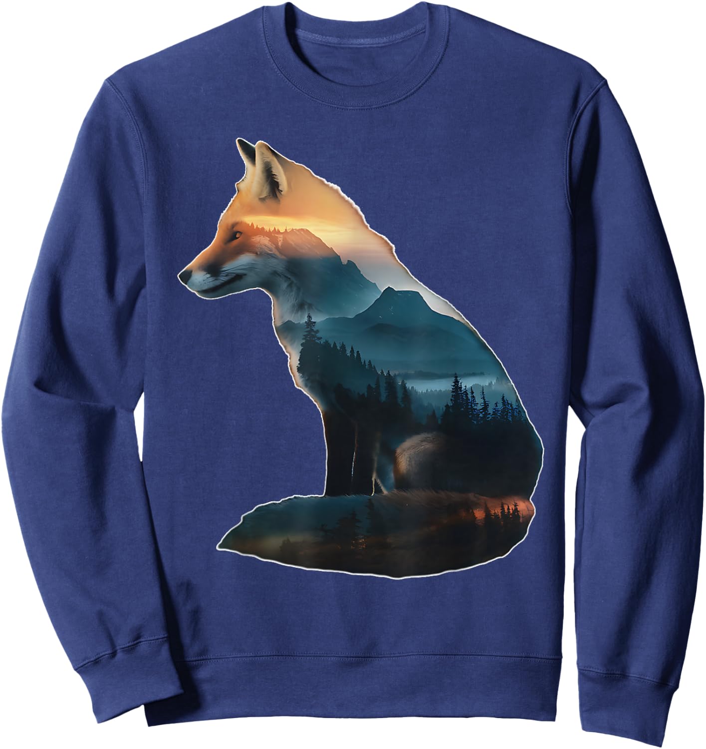 Fox Forest Nature Lover Mountains Camping Bushcraft Foxes Sweatshirt - Sweatshirt | Navy