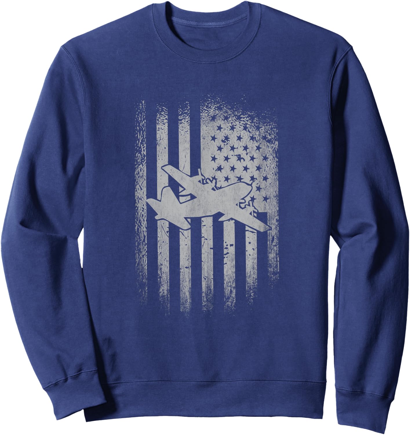 C 130 Hercules Air Force Transport Cargo Plane American Flag Men Sweatshirt - Sweatshirt | Navy