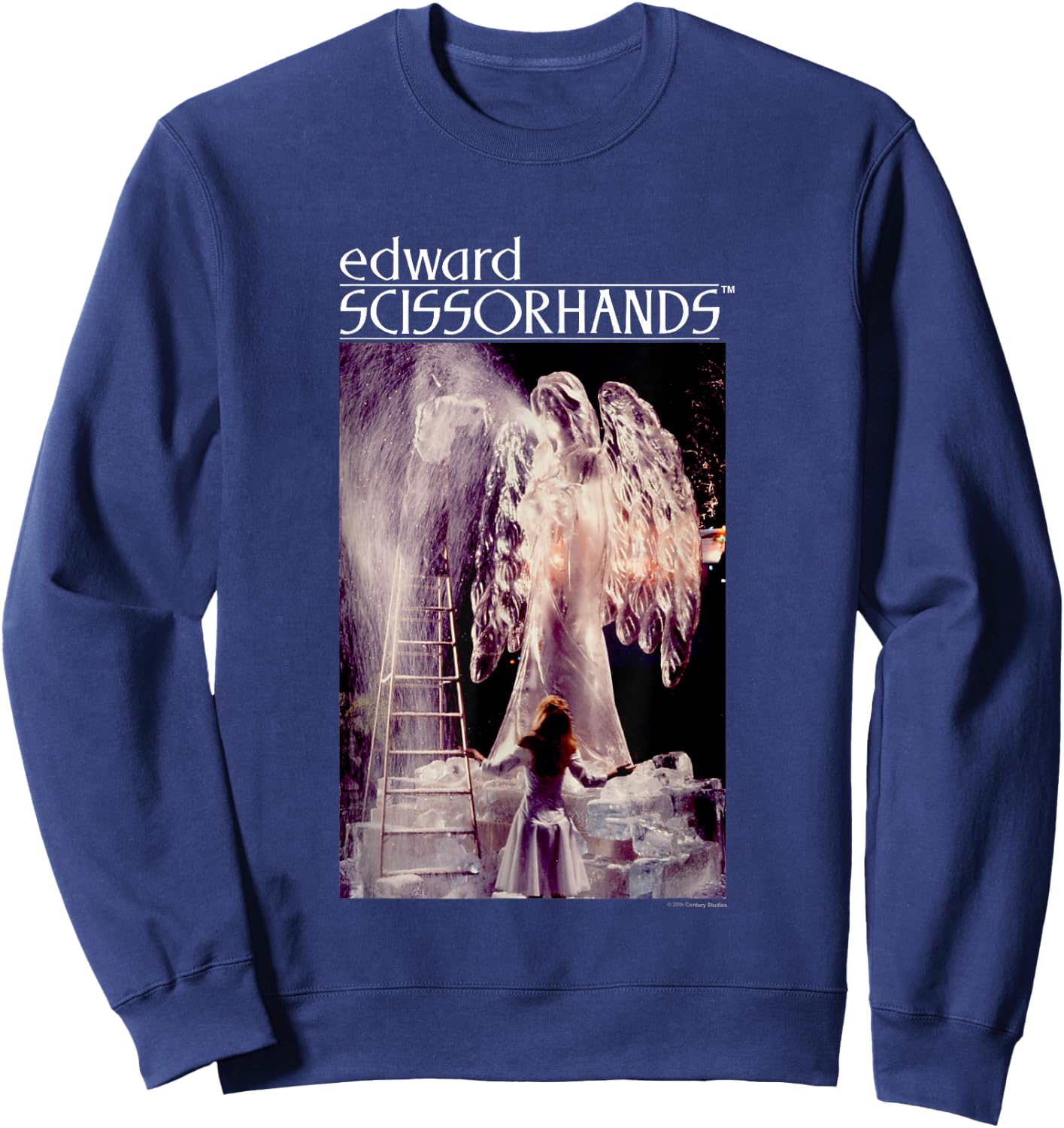 Edward Scissorhands Iconic Ice Sculpture Retro Chest Poster Sweatshirt - Sweatshirt | Navy