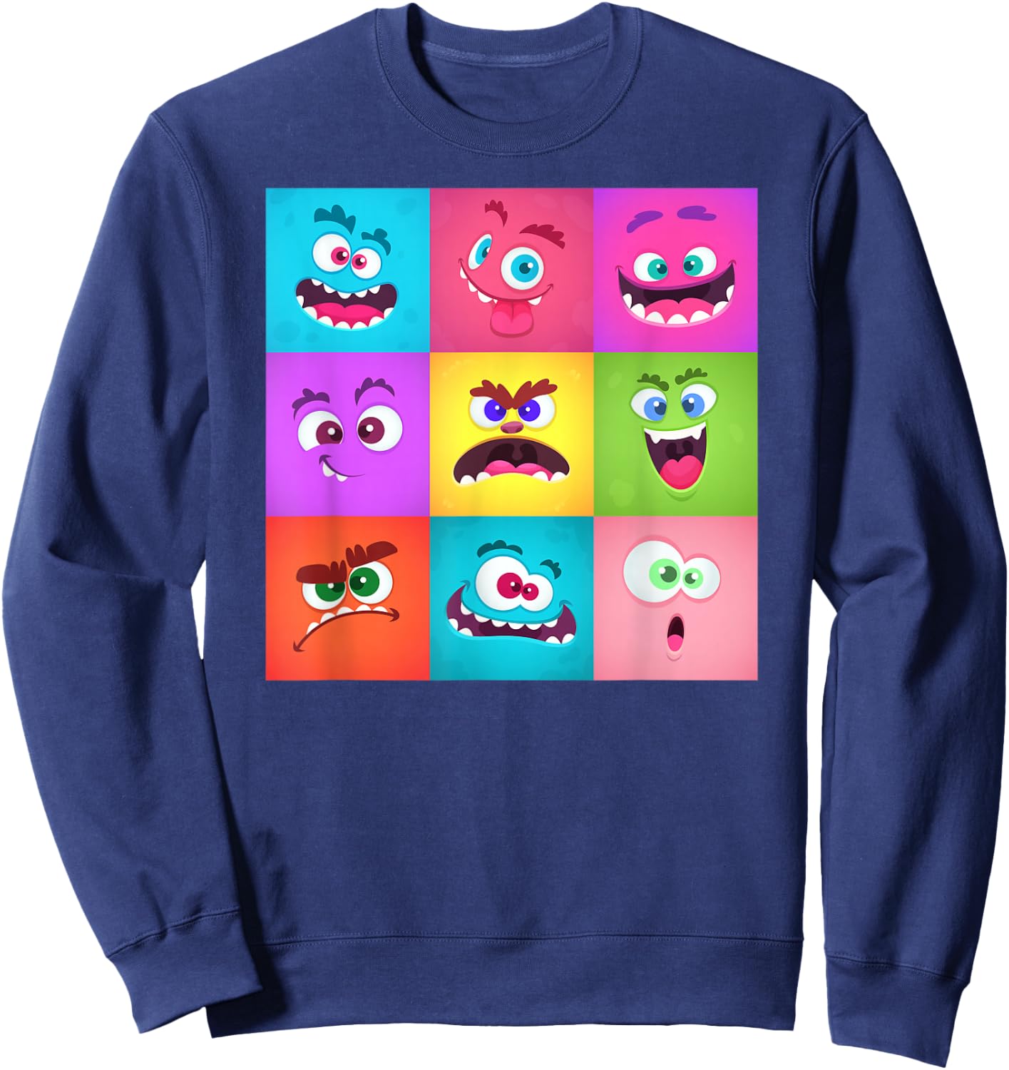 Cute Monster Face Emotion Halloween Costume Gift Sweatshirt - Sweatshirt | Navy