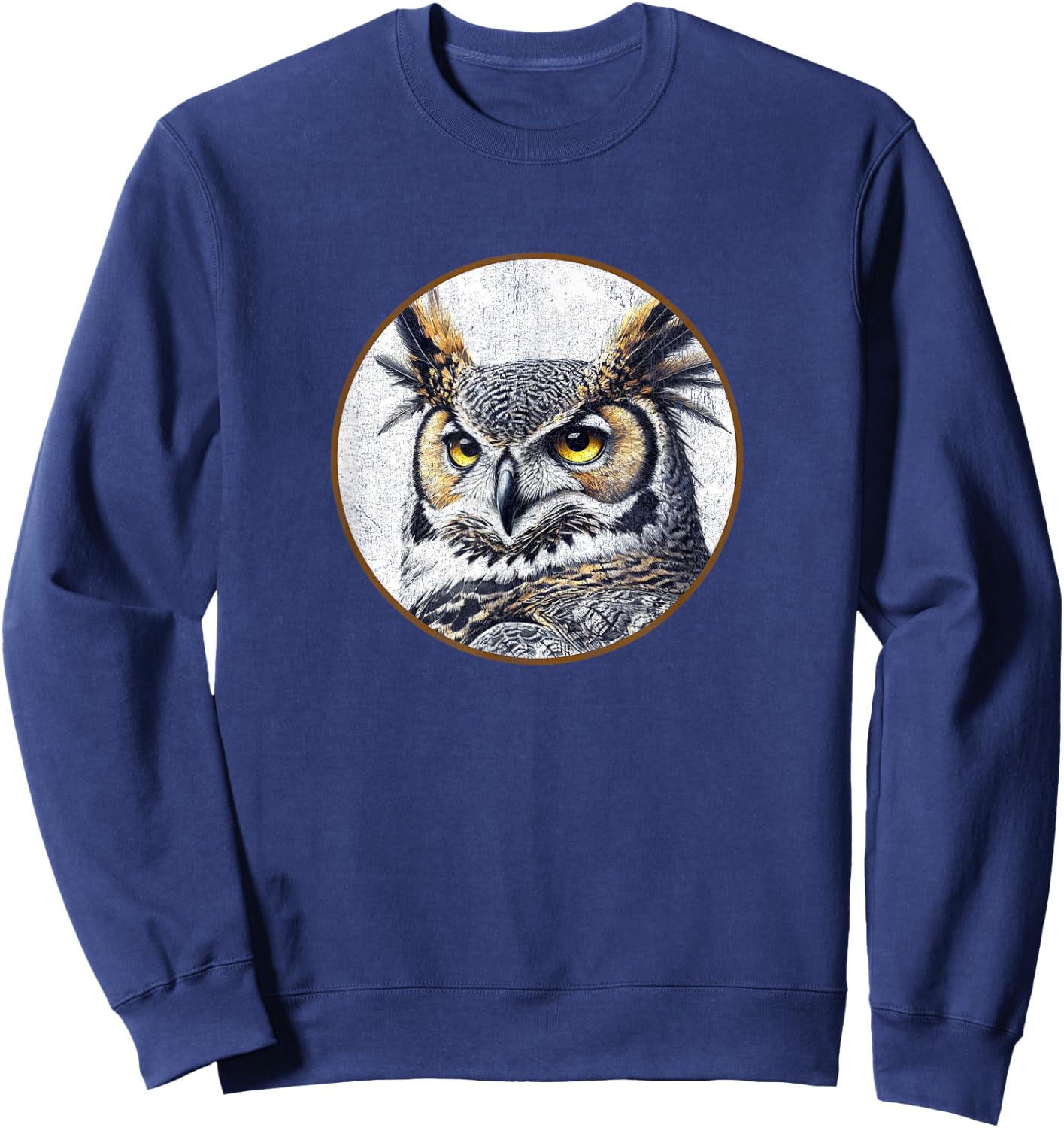 Colorful Retro Great Horned Owl Bird Design Sweatshirt - Sweatshirt | Navy