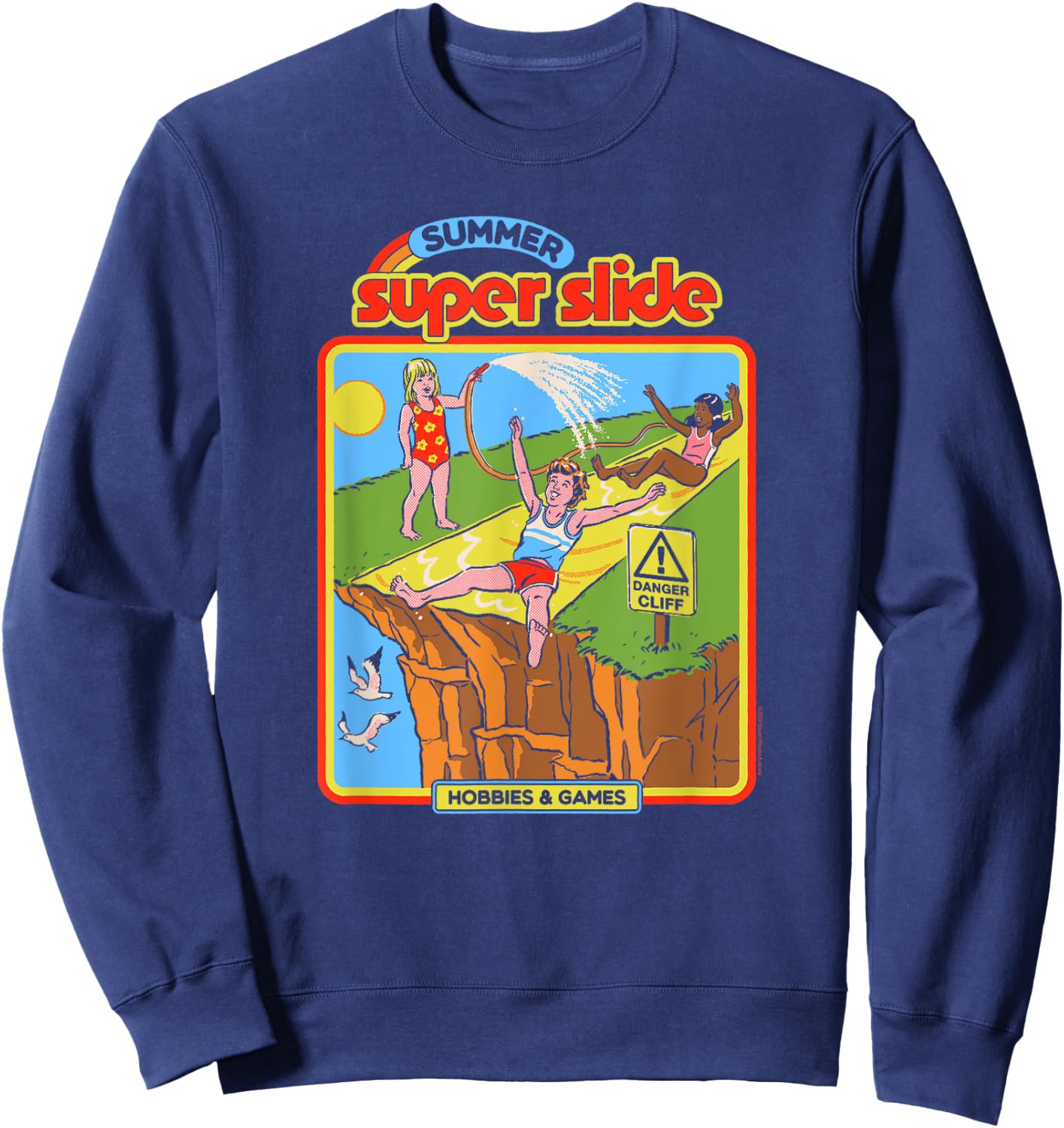 Steven Rhodes Summer Super Slide Hobbies & Games Dark Humor Sweatshirt - Sweatshirt | Navy