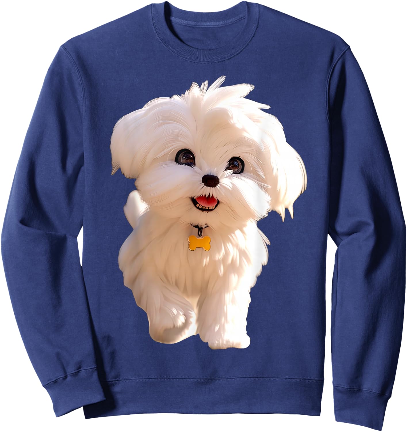Maltese Dog Art Design I Love Cute Maltese Dogs Sweatshirt - Sweatshirt | Navy
