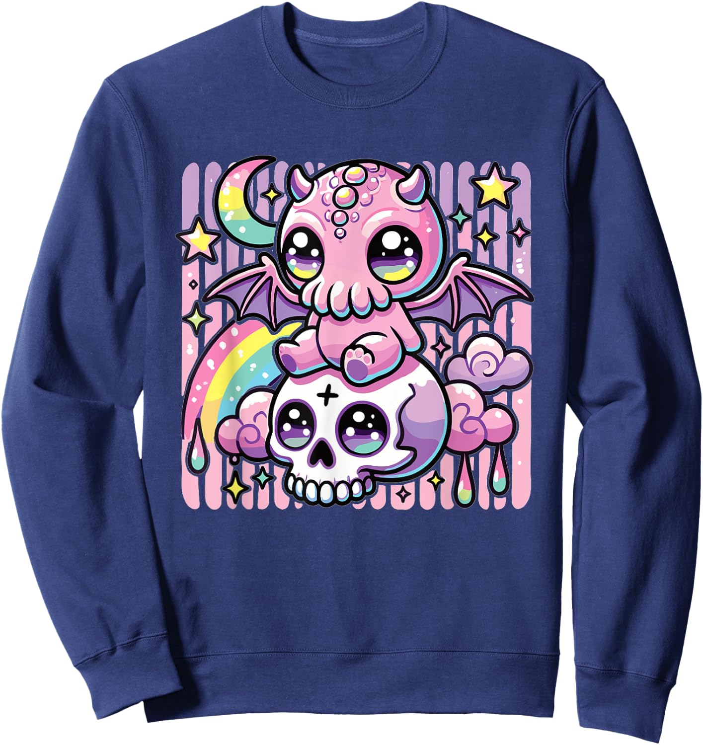 Kawaii Gothic Cthulhu Pastel Colors Gothic Goth Cthulhu Sweatshirt - Sweatshirt | Navy