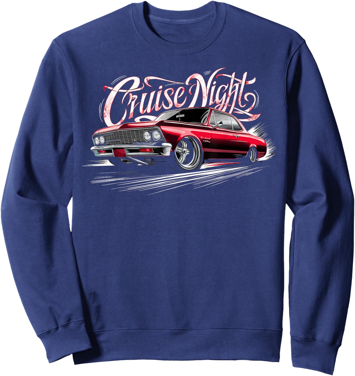Cruise Night Low Rider Cholo Mexican Cali Car Men and Women Sweatshirt - Sweatshirt | Navy