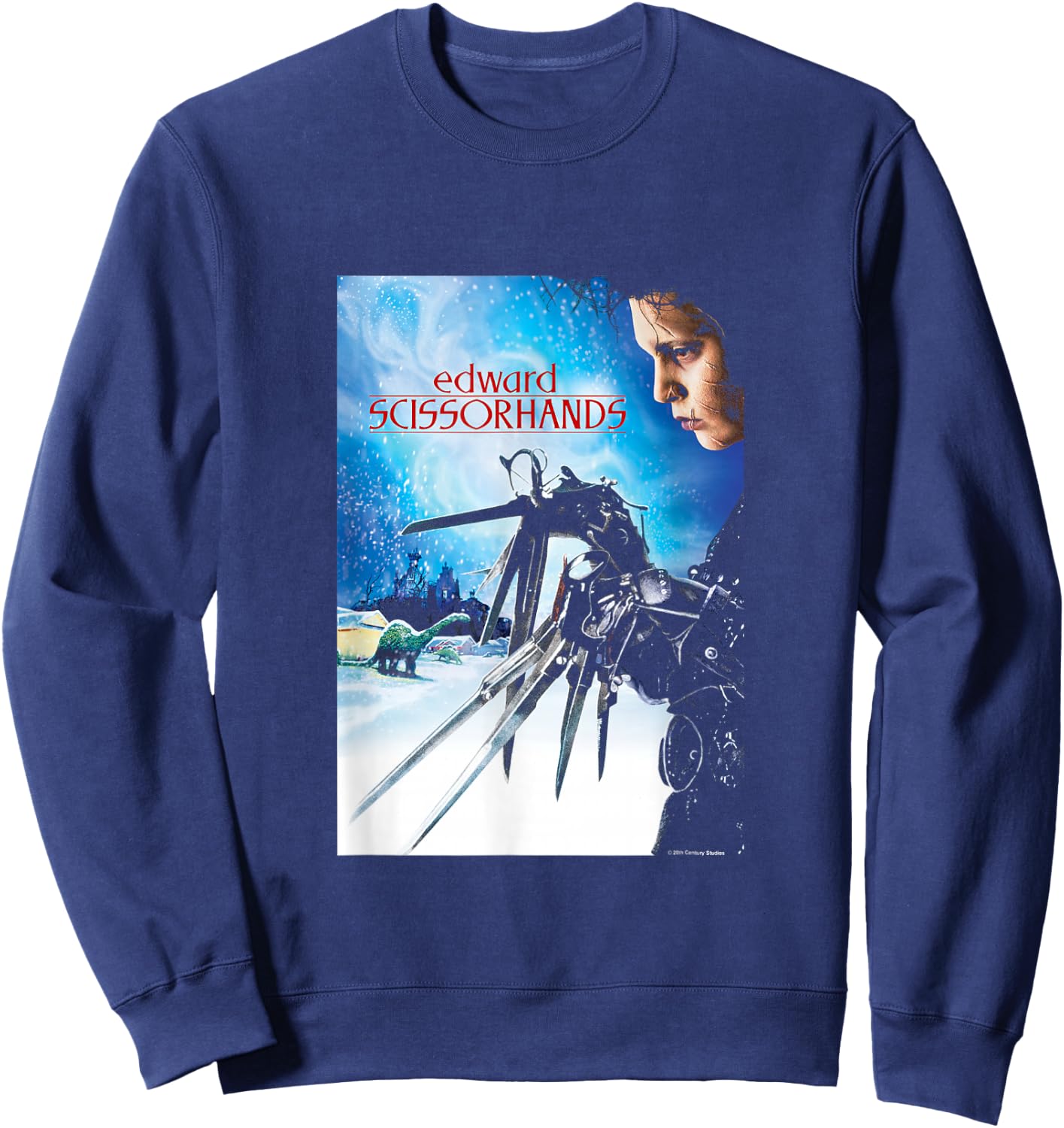 Edward Scissorhands Iconic Vintage Big Chest Movie Poster Sweatshirt - Sweatshirt | Navy