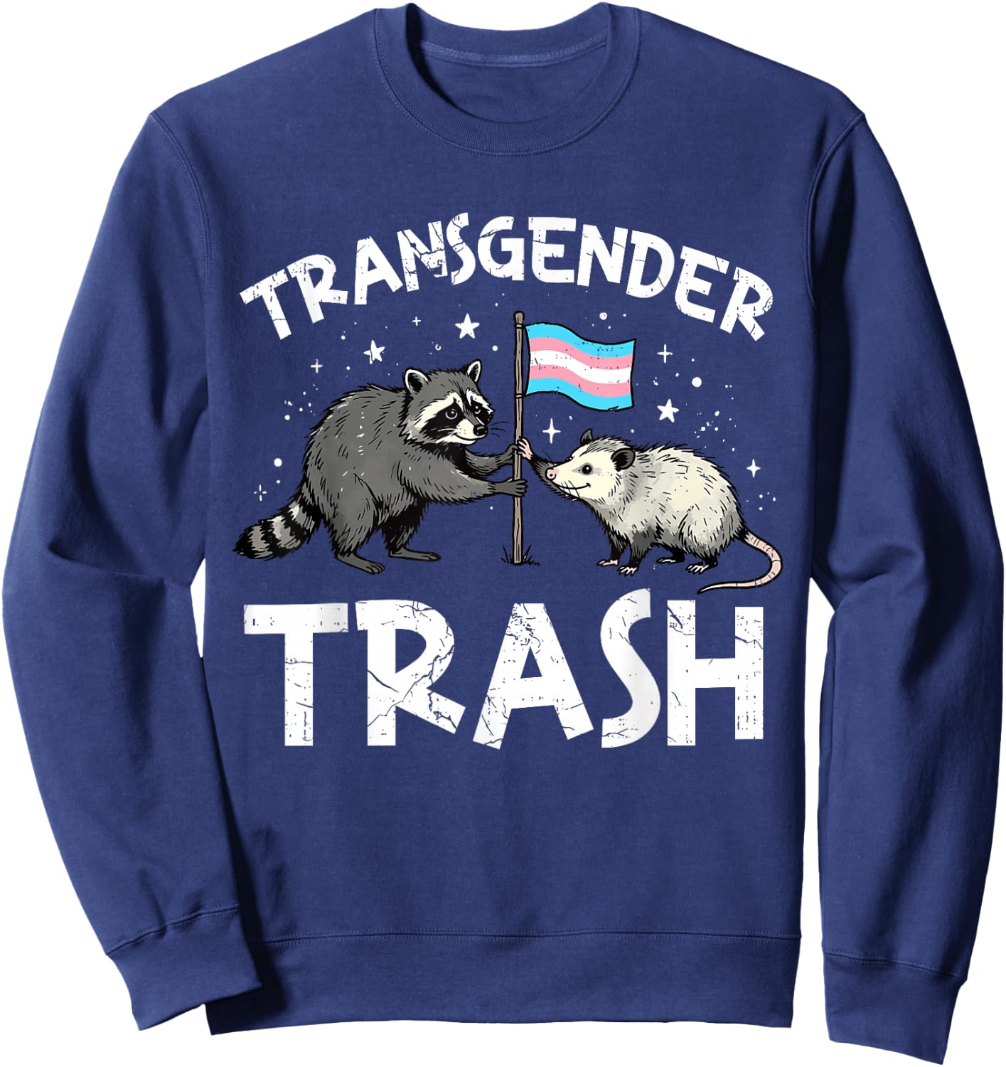 Transgender Trash Raccoon Opossum LGBTQ Trans Pride Ally Sweatshirt - Sweatshirt | Navy