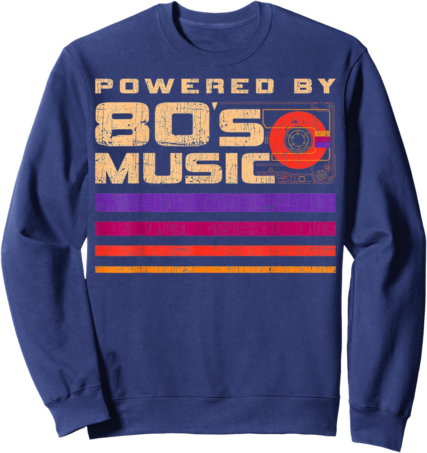 Retro Vintage Distressed 80's Music Rock Lovers Sweatshirt - Sweatshirt | Navy