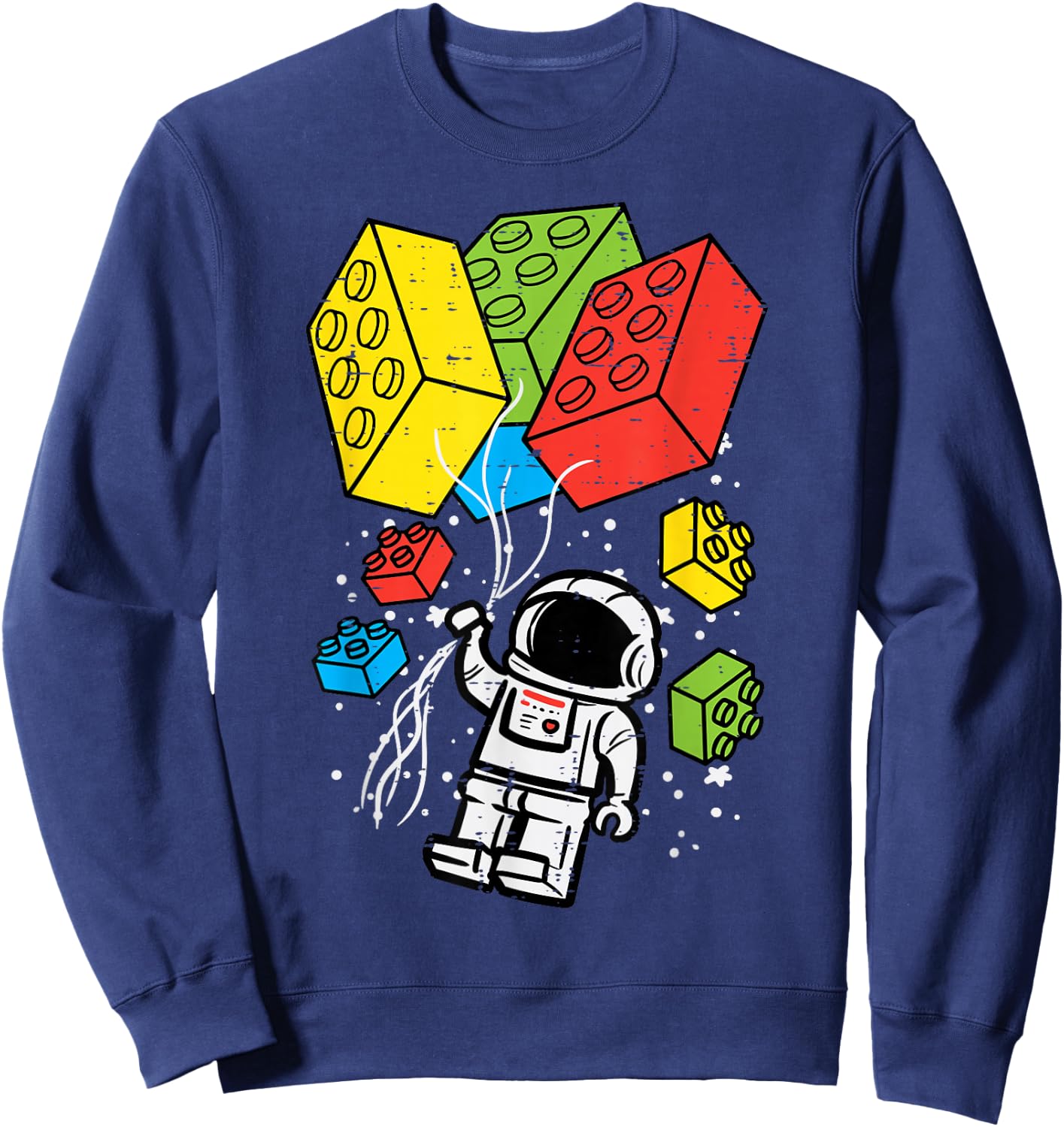 Astronaut Block Building Balloons Space Toddler Boys Kids Sweatshirt - Sweatshirt | Navy