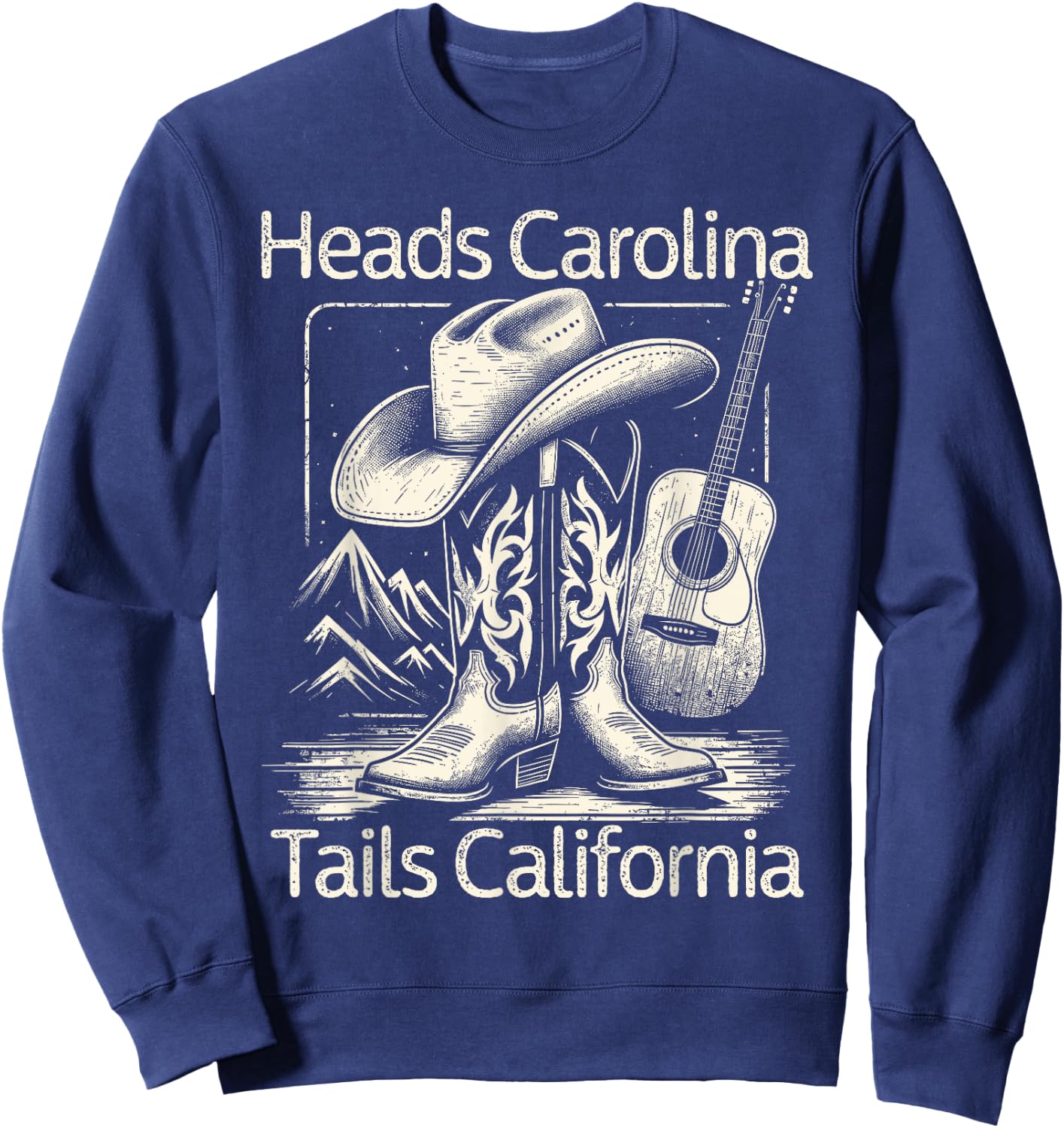 Heads Carolina Tail California Retro Vintage Country Sweatshirt - Sweatshirt | Navy
