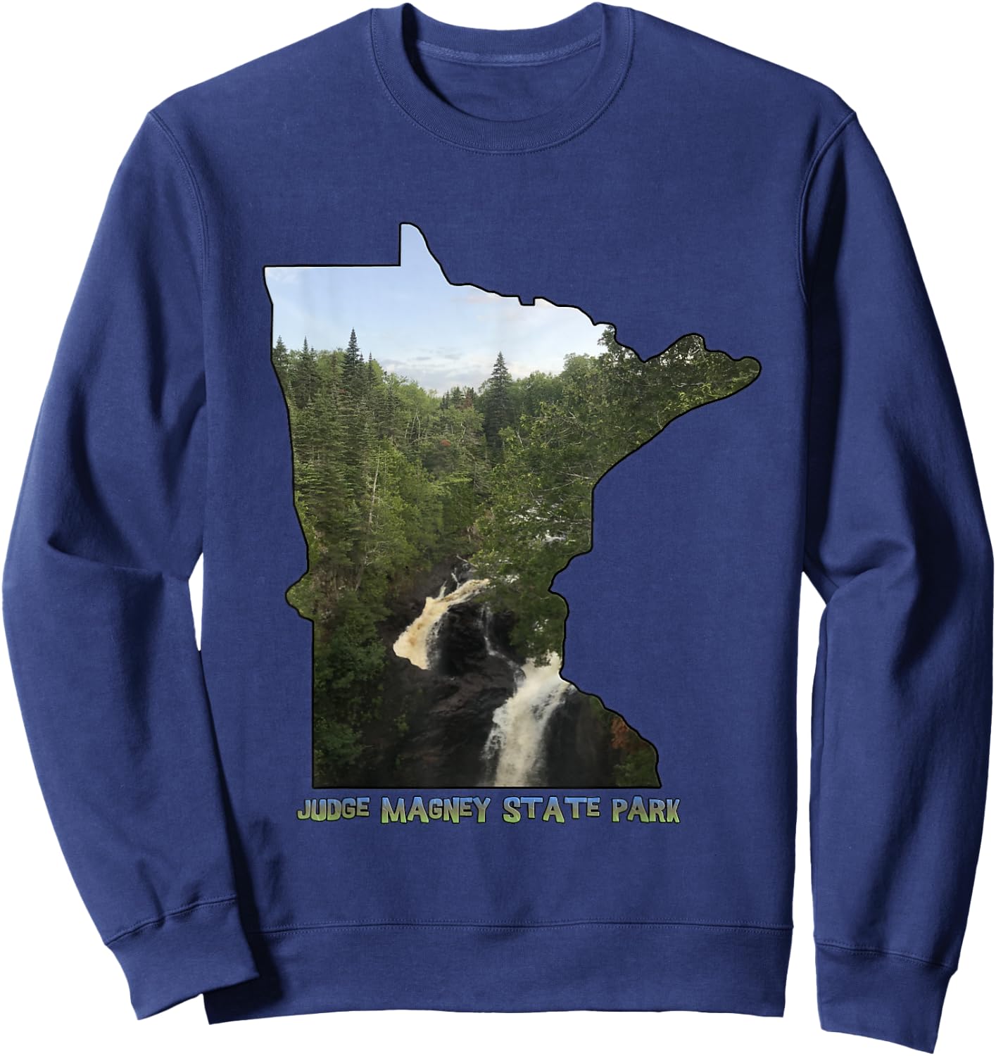 Minnesota Outline (Devil's Kettle in Judge Magney State Park Sweatshirt - Sweatshirt | Navy